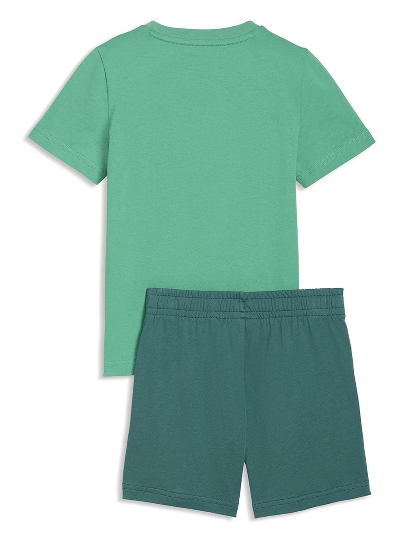 Image 2 of 4 of Puma Boys Logo Tee And Shorts Set - Vibrant Green