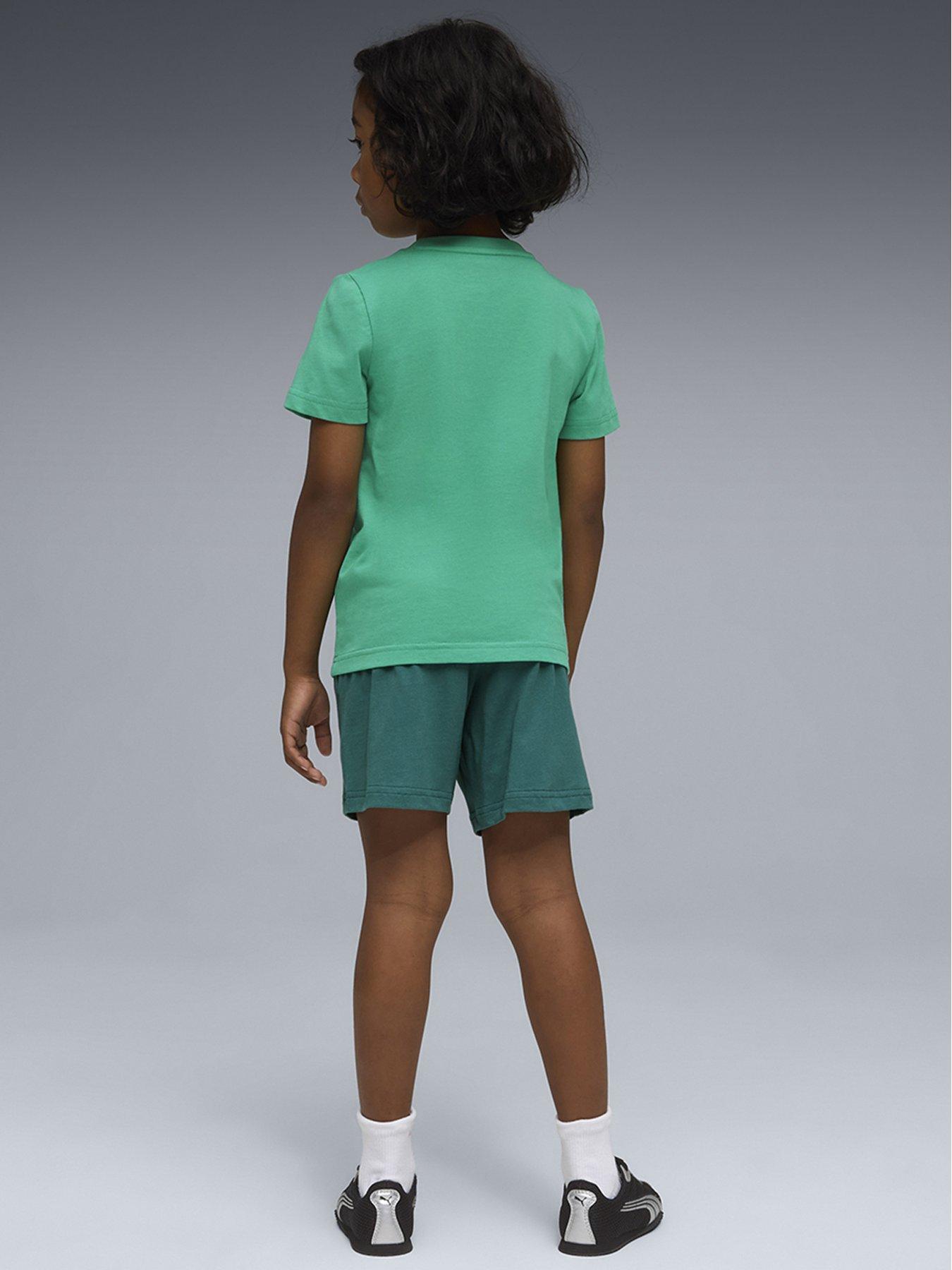 Image 3 of 4 of Puma Boys Logo Tee And Shorts Set - Vibrant Green
