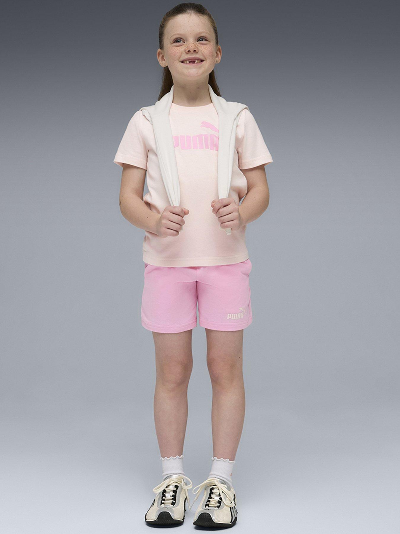 Image 1 of 5 of Puma Boys Logo Tee And Shorts Set -jasmine Flower