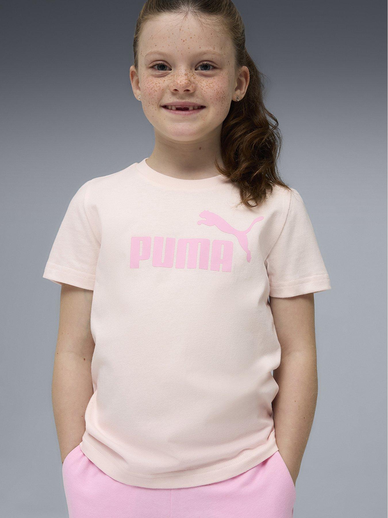 Image 3 of 5 of Puma Boys Logo Tee And Shorts Set -jasmine Flower