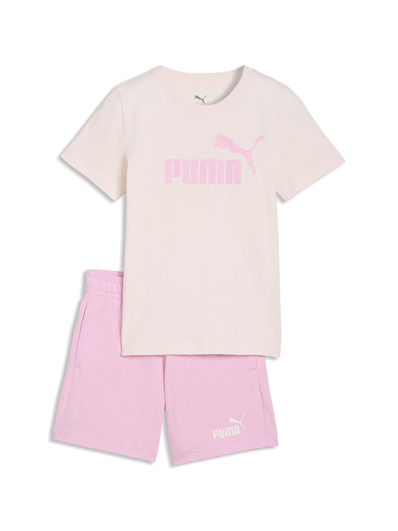 Image 4 of 5 of Puma Boys Logo Tee And Shorts Set -jasmine Flower