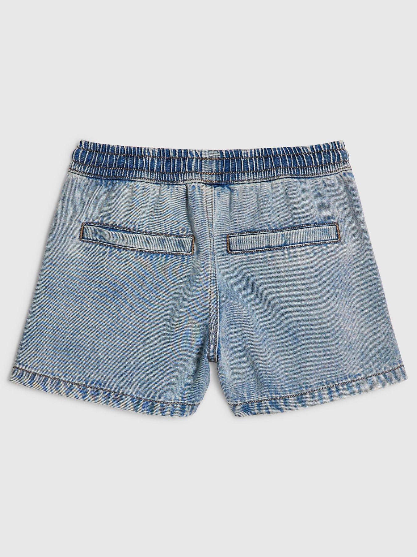 Image 3 of 6 of River Island Older Girls Denim Pyjama Style Shorts - Blue