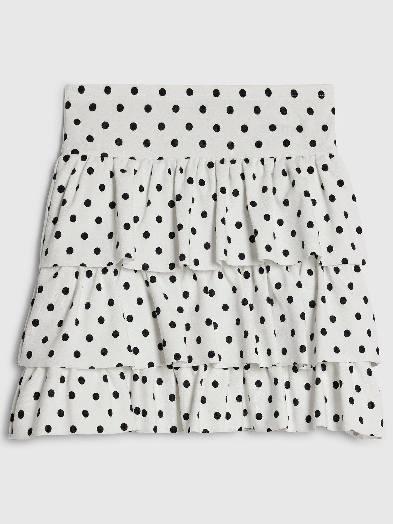 River Island Older Girls Polka Dot Rara Skirt - White