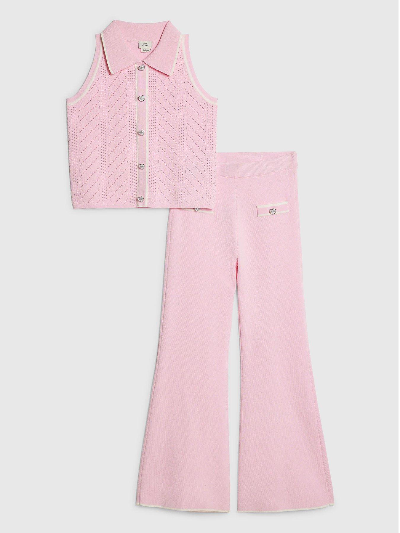 river-island-older-girls-heart-button-polo-top-set-pink