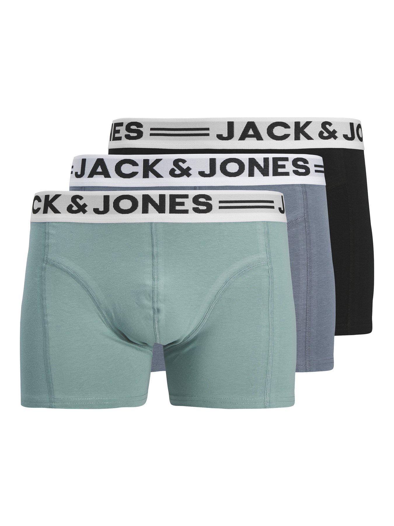 Jack & Jones Junior Boys 3 Pack Sense Trunks - Mineral Blue