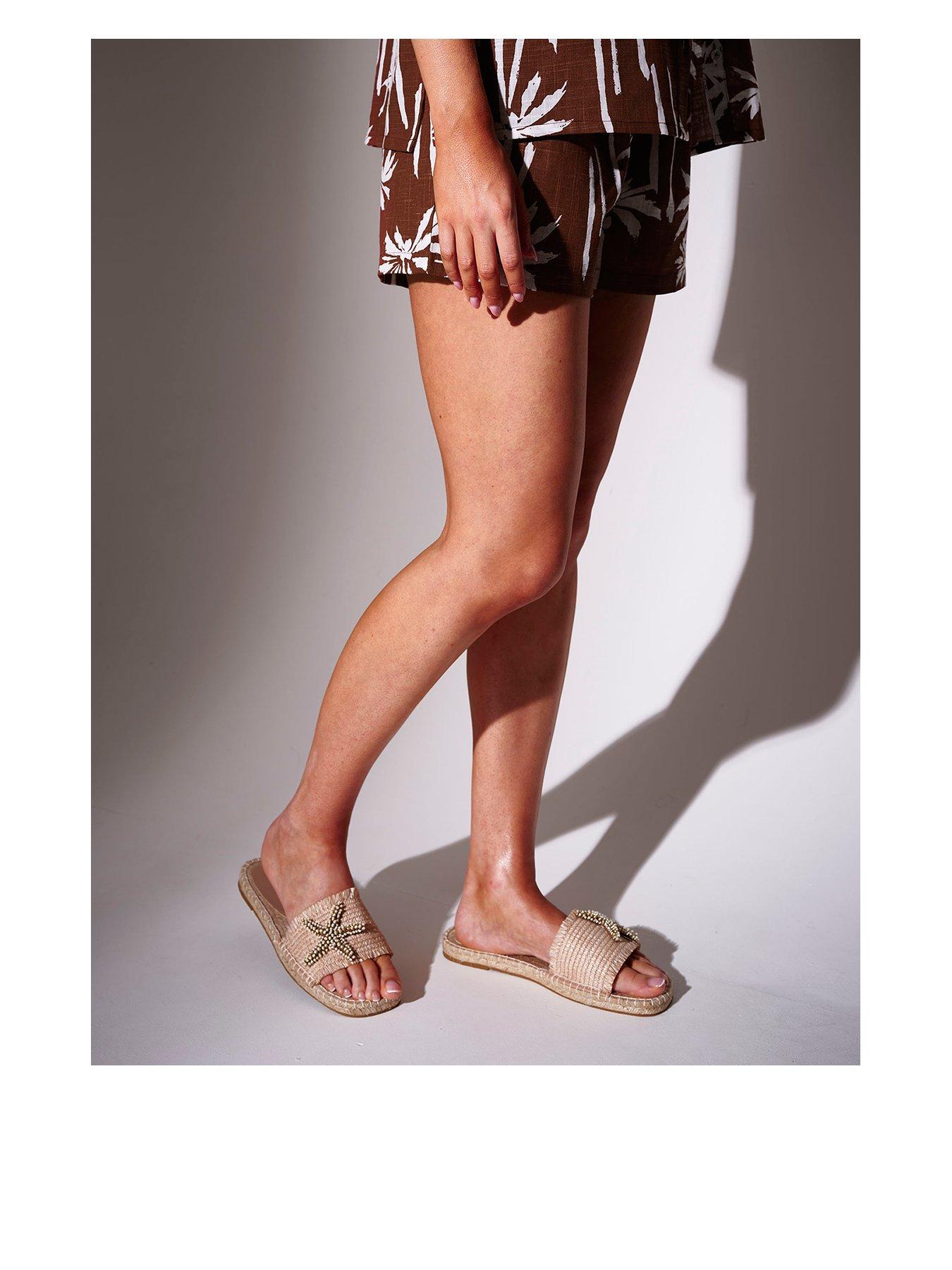 South Beach South Beach Beaded Starfish Embellished Espadrille Slider - Natural