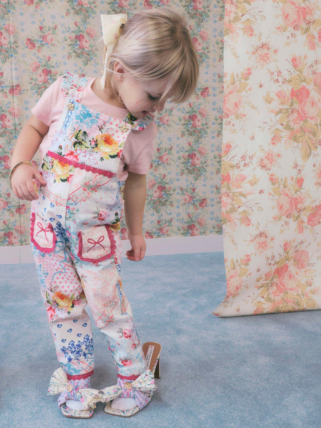 River Island Mini Girls Patchwork Cotton Dungarees - Pink