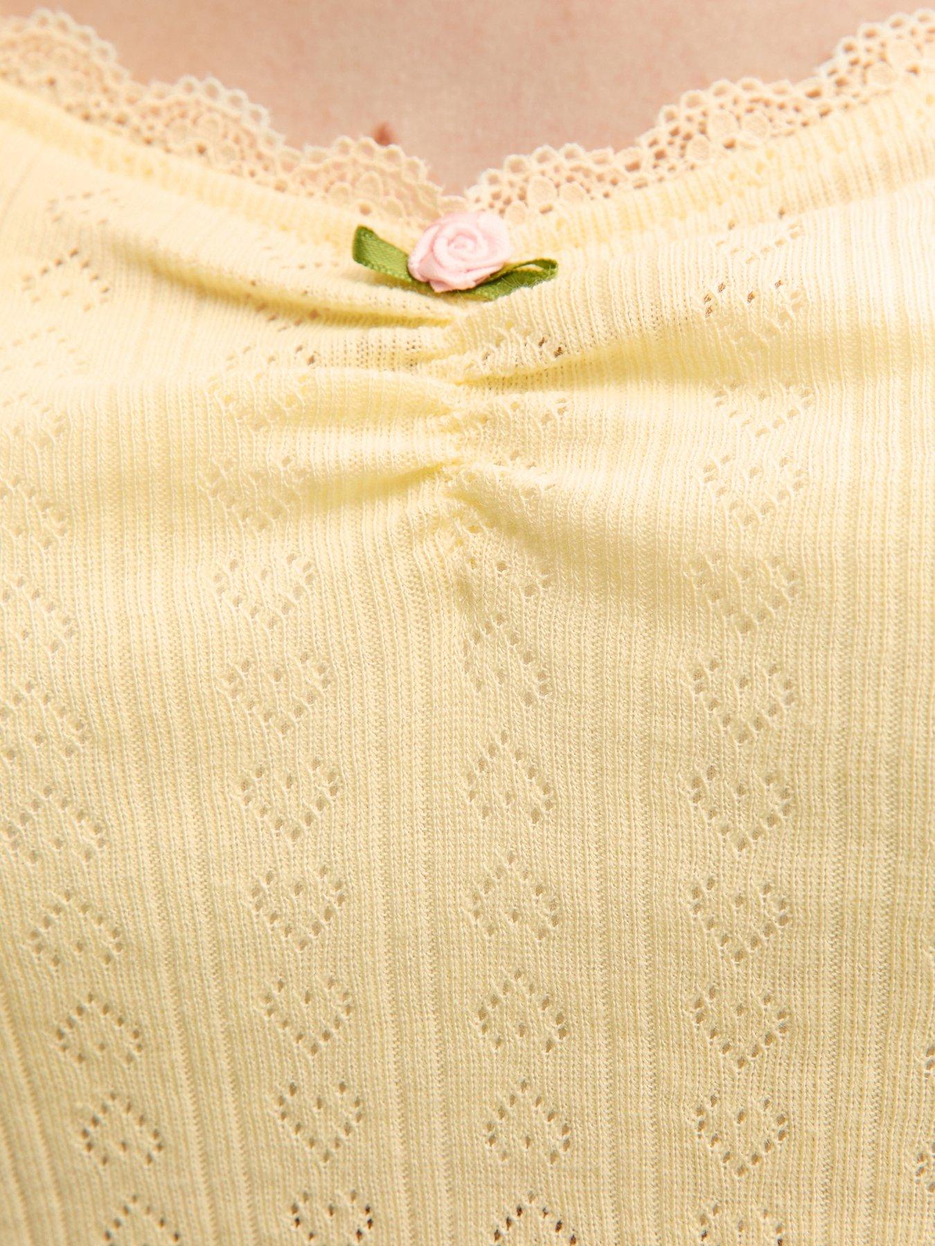 Image 6 of 6 of New Look 915 Girls Cotton Pointelle Cami And Shorts Pyjama Set - Yellow