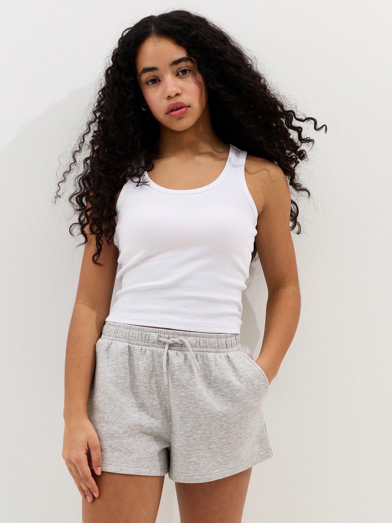 new-look-915-girls-drawstring-jogger-shorts-dark-grey