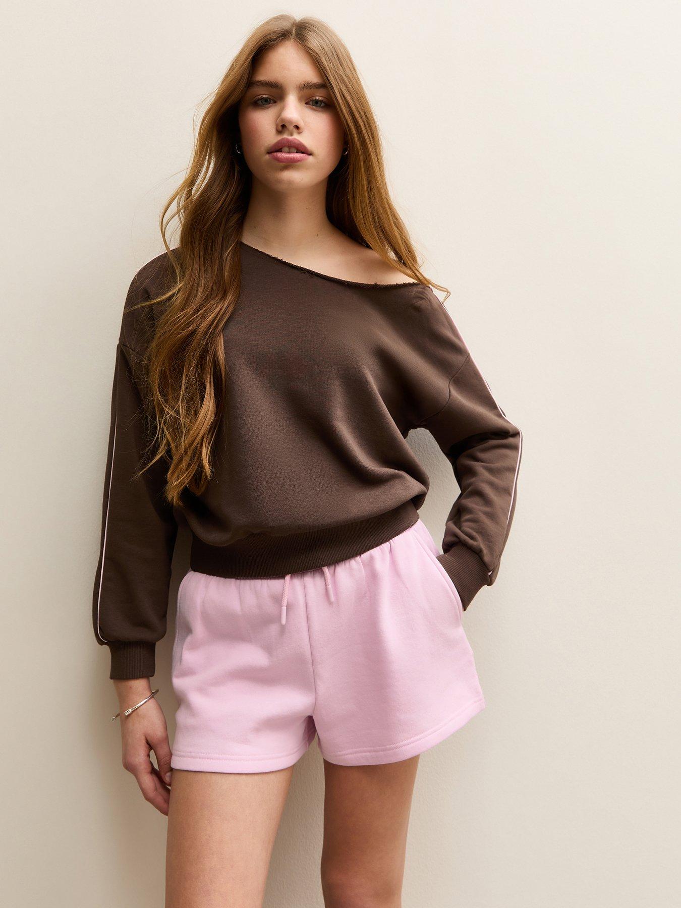 new-look-915-girls-drawstring-jogger-shorts-light-pink