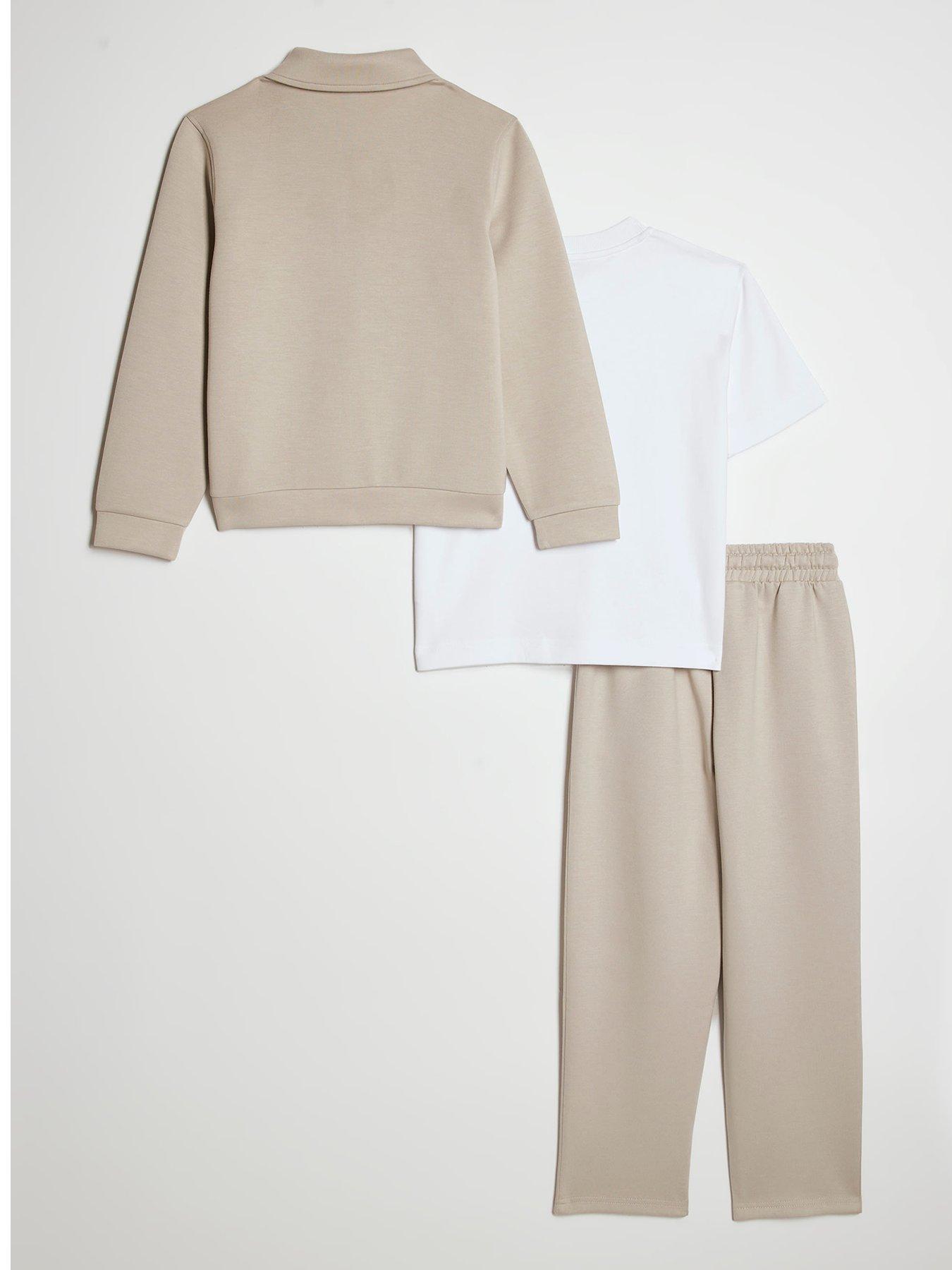  image of river-island-older-boys-3-piece-jacket-set-beige