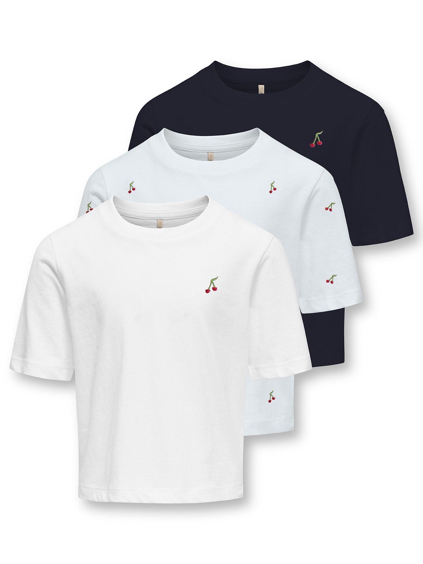 Only Kids Girls 3 Pack Cherry Short Sleeve T-Shirts - Multi