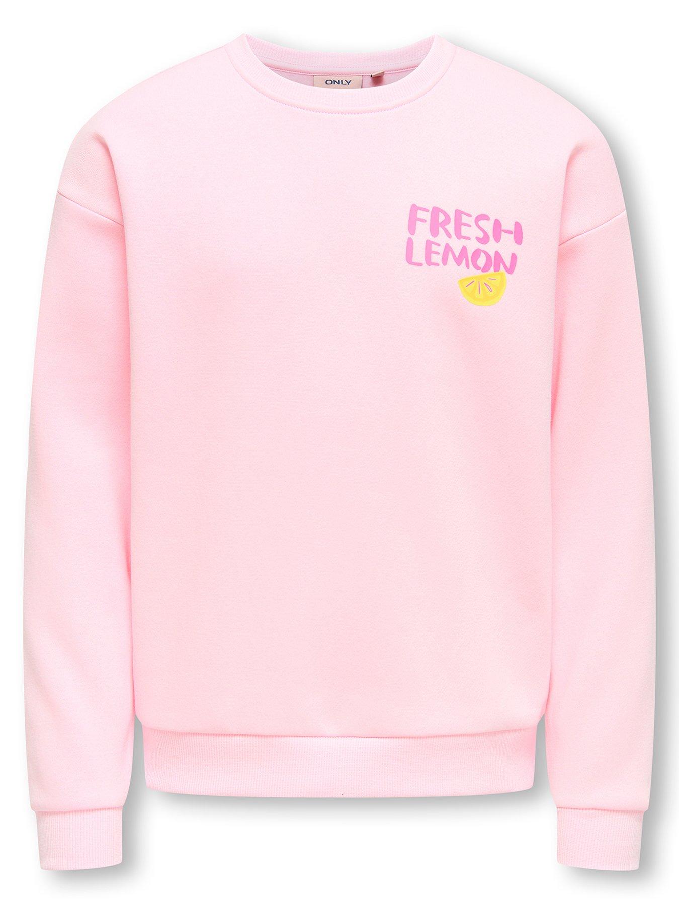 Image 2 of 7 of Only Kids Girls Lemon Back Print Sweatshirt - Light Pink
