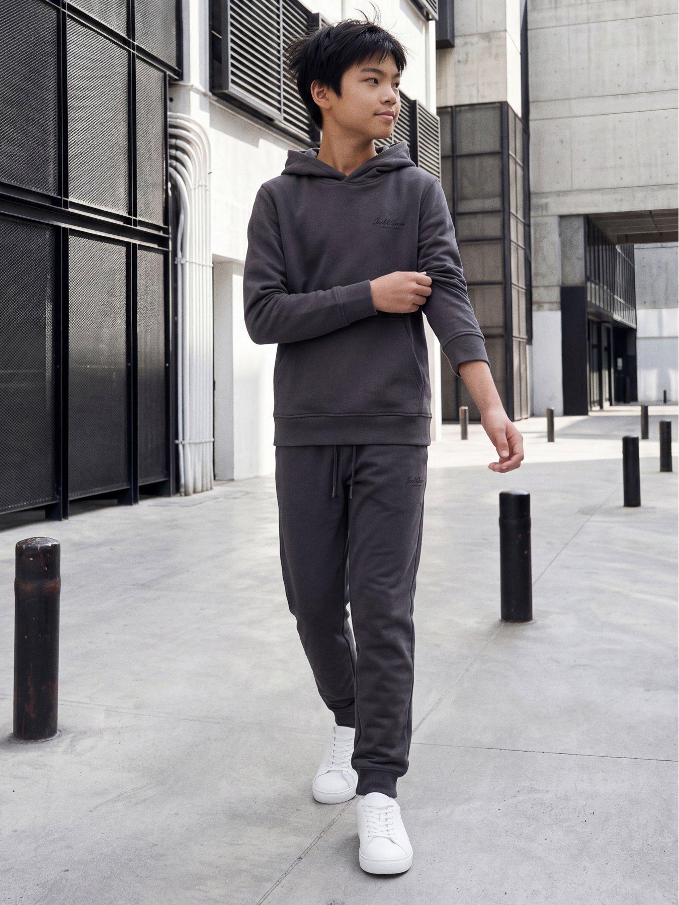 Jack & Jones Junior Boys Archive Graphic Hoody - Grey