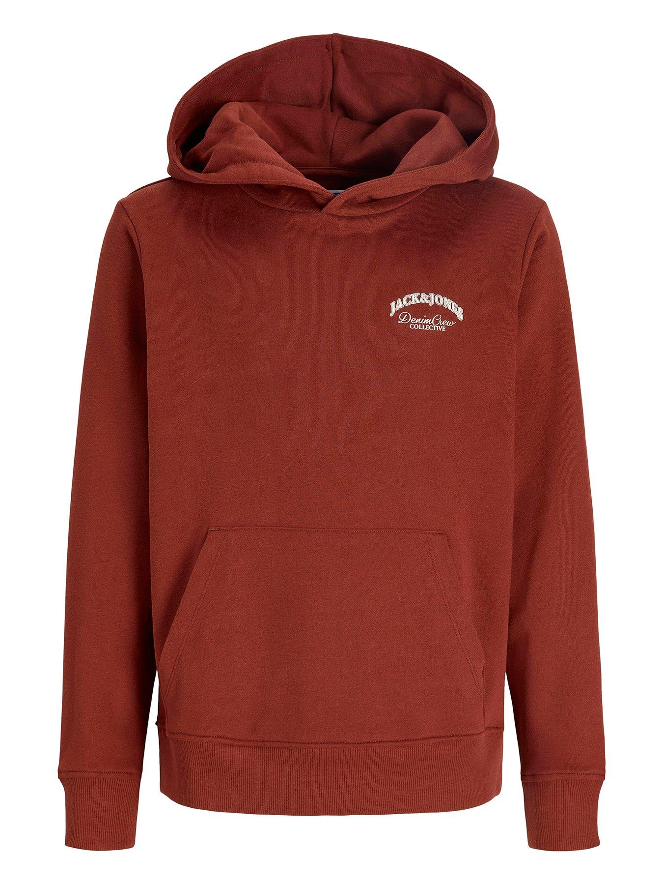 Jack & Jones Junior Boys Back Print Relaxed Hoody - Red