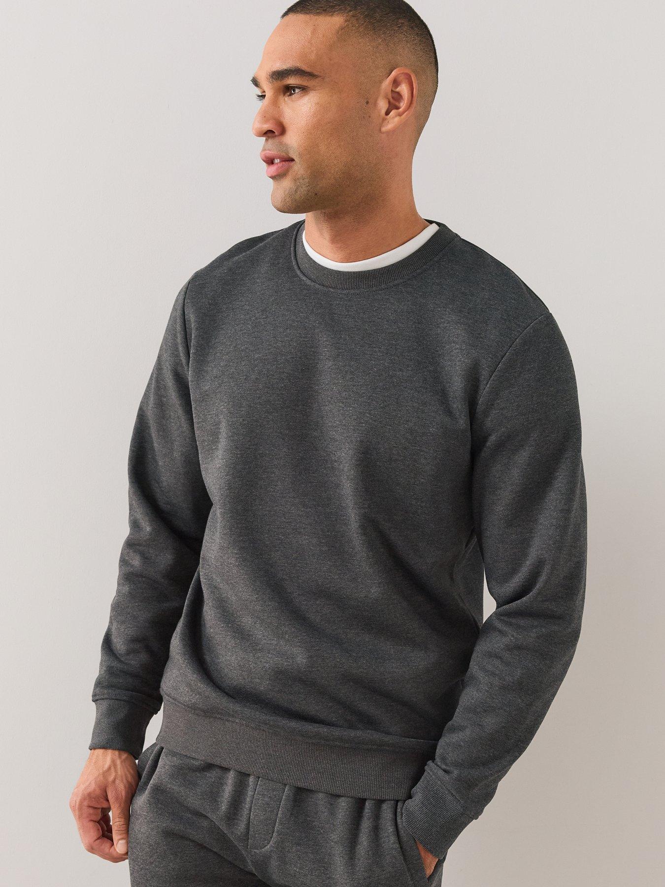 Image 4 of 7 of The Very Collection Mens Essential Crew Neck Sweatshirt - Charcoal