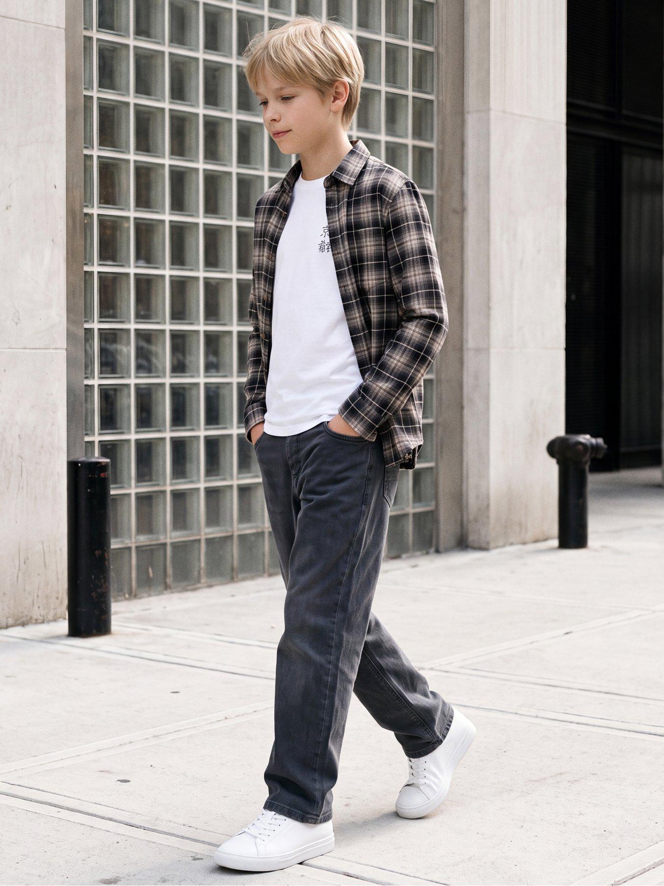 Jack & Jones Junior Boys' Alex Original 017 Chinos - Grey/Iron Gate
