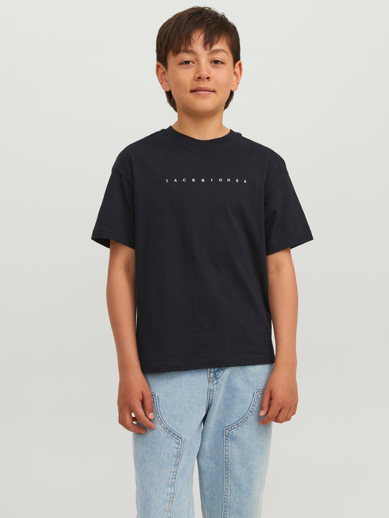 Jack & Jones Junior Boys Star Short Sleeve Tshirt - Black