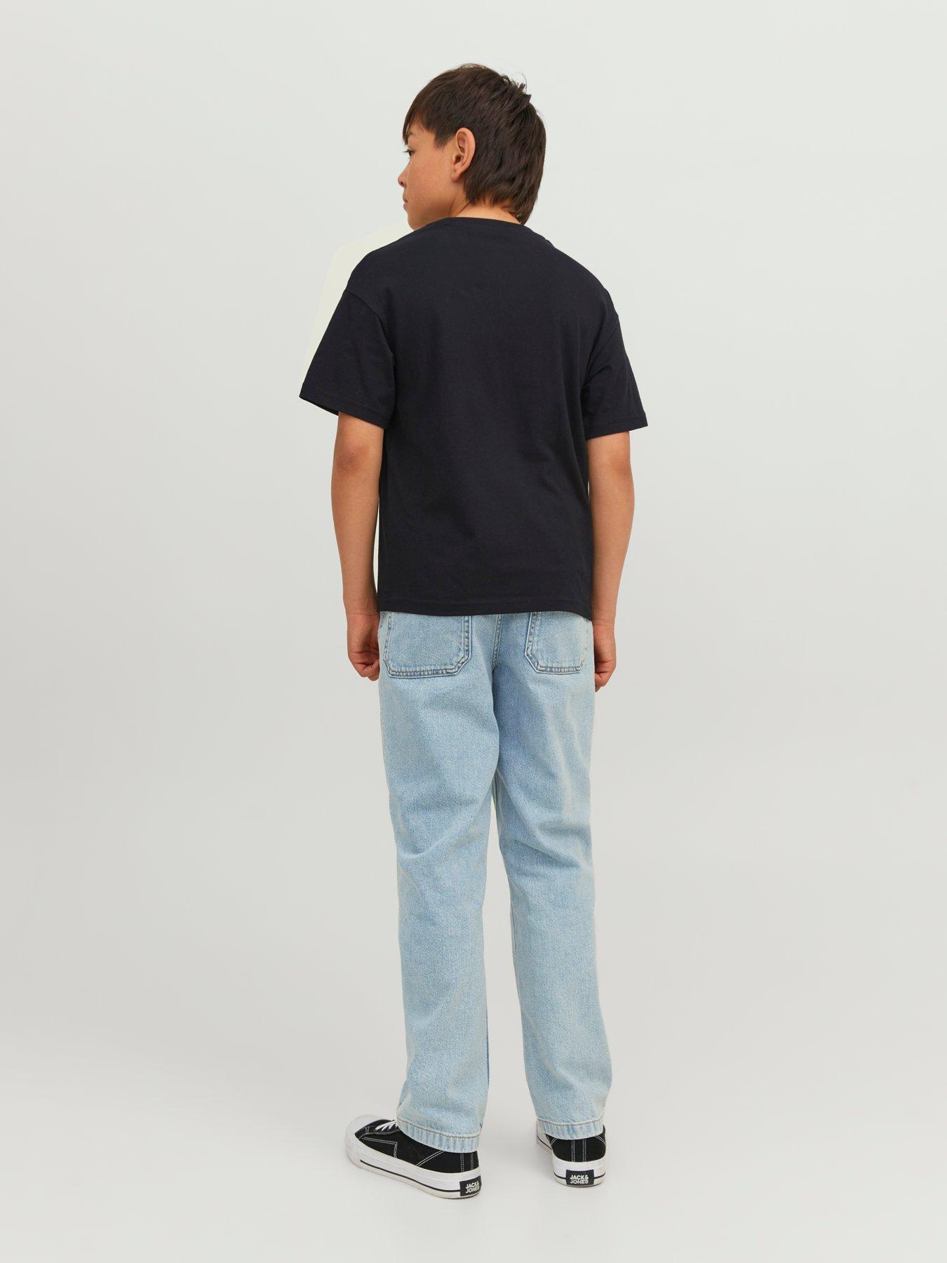Image 2 of 7 of Jack & Jones Junior Boys Star Short Sleeve Tshirt - Black