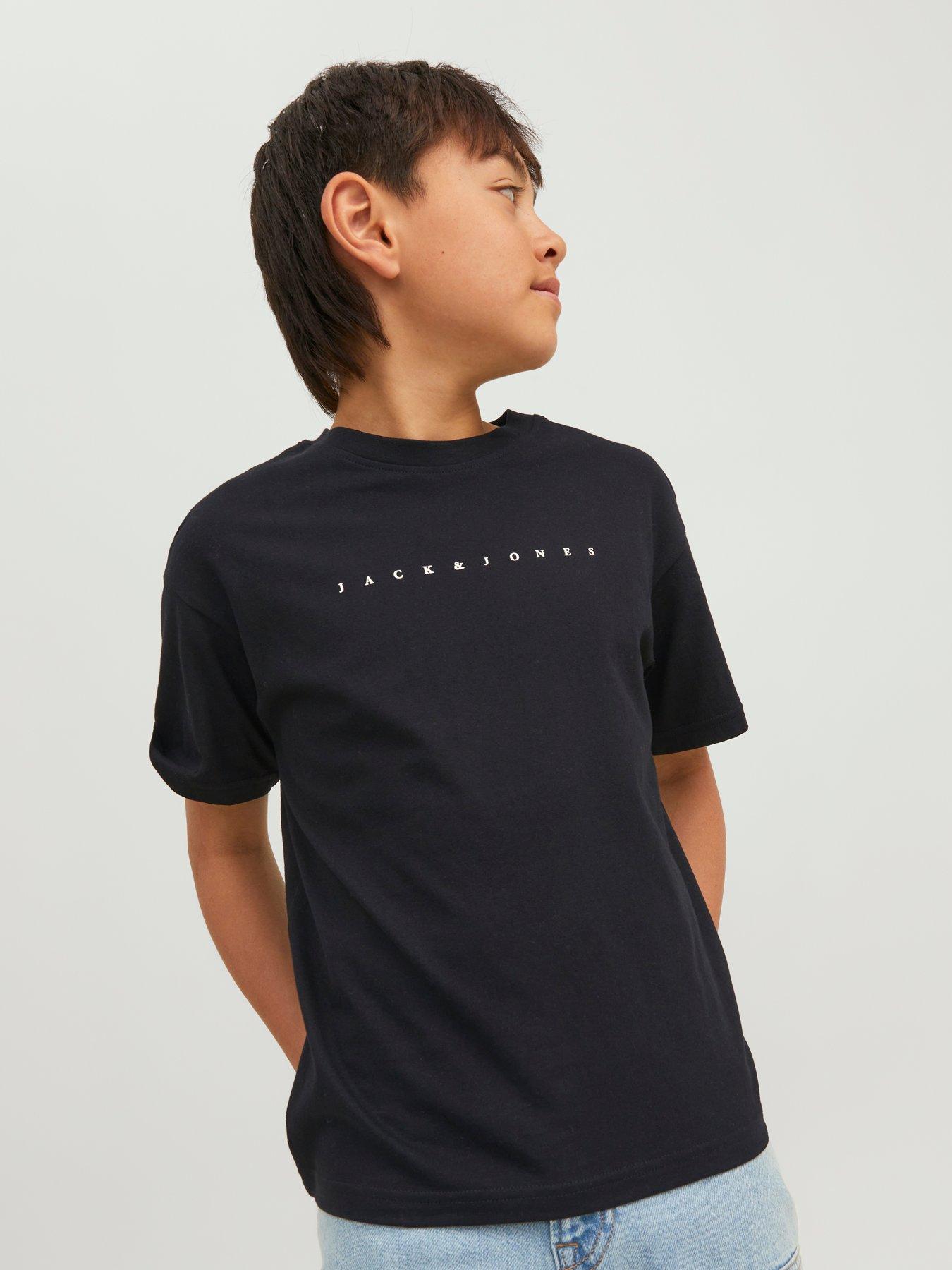 Image 4 of 7 of Jack & Jones Junior Boys Star Short Sleeve Tshirt - Black