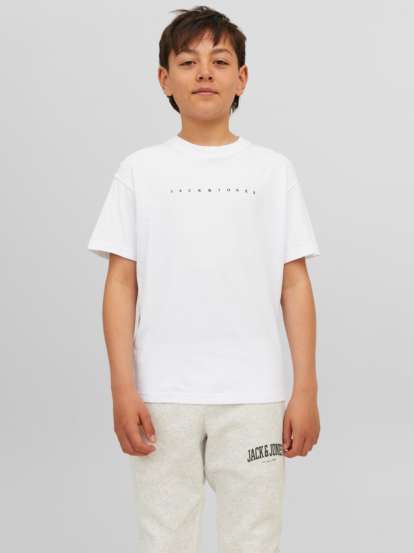 Jack & Jones Junior Boys Star Short Sleeve Tshirt - White