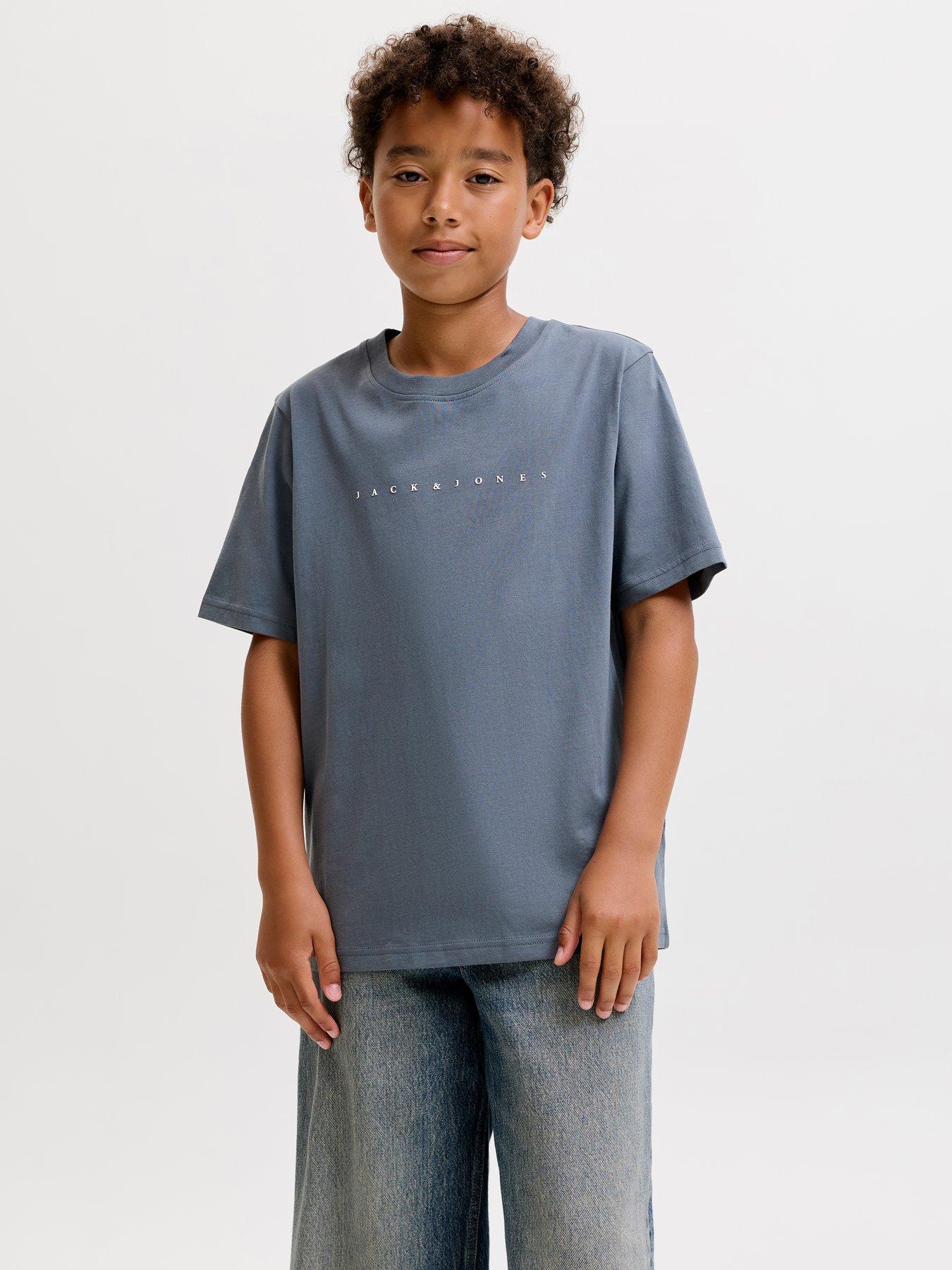 Jack & Jones Junior Boys Star Short Sleeve Tshirt - Grey