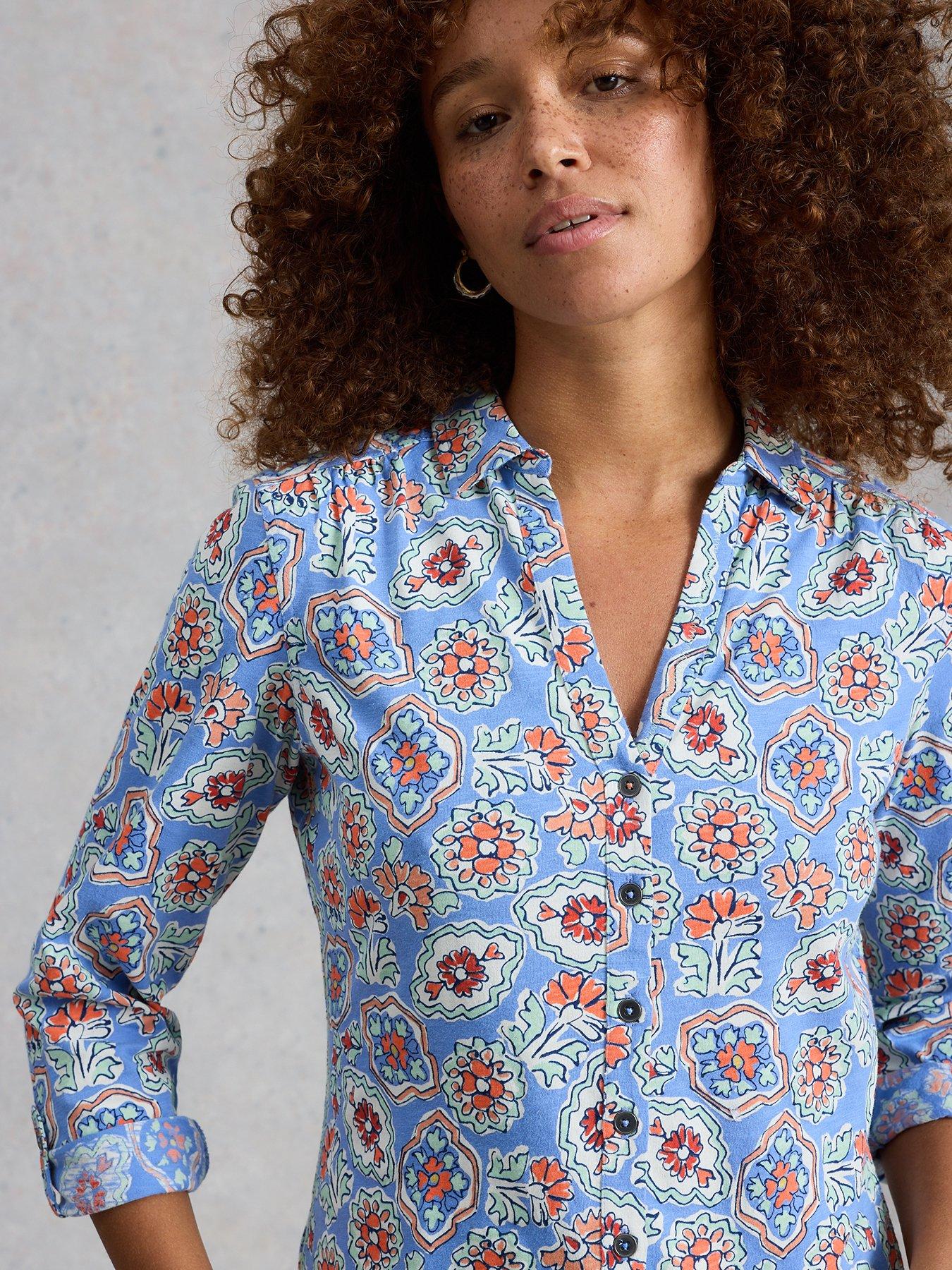 Image 4 of 6 of White Stuff Annie Jersey Shirt - Blue
