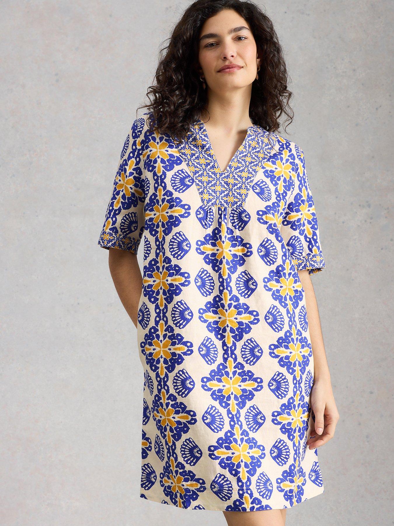 Image 1 of 6 of White Stuff Ash Linen Dress - Beige