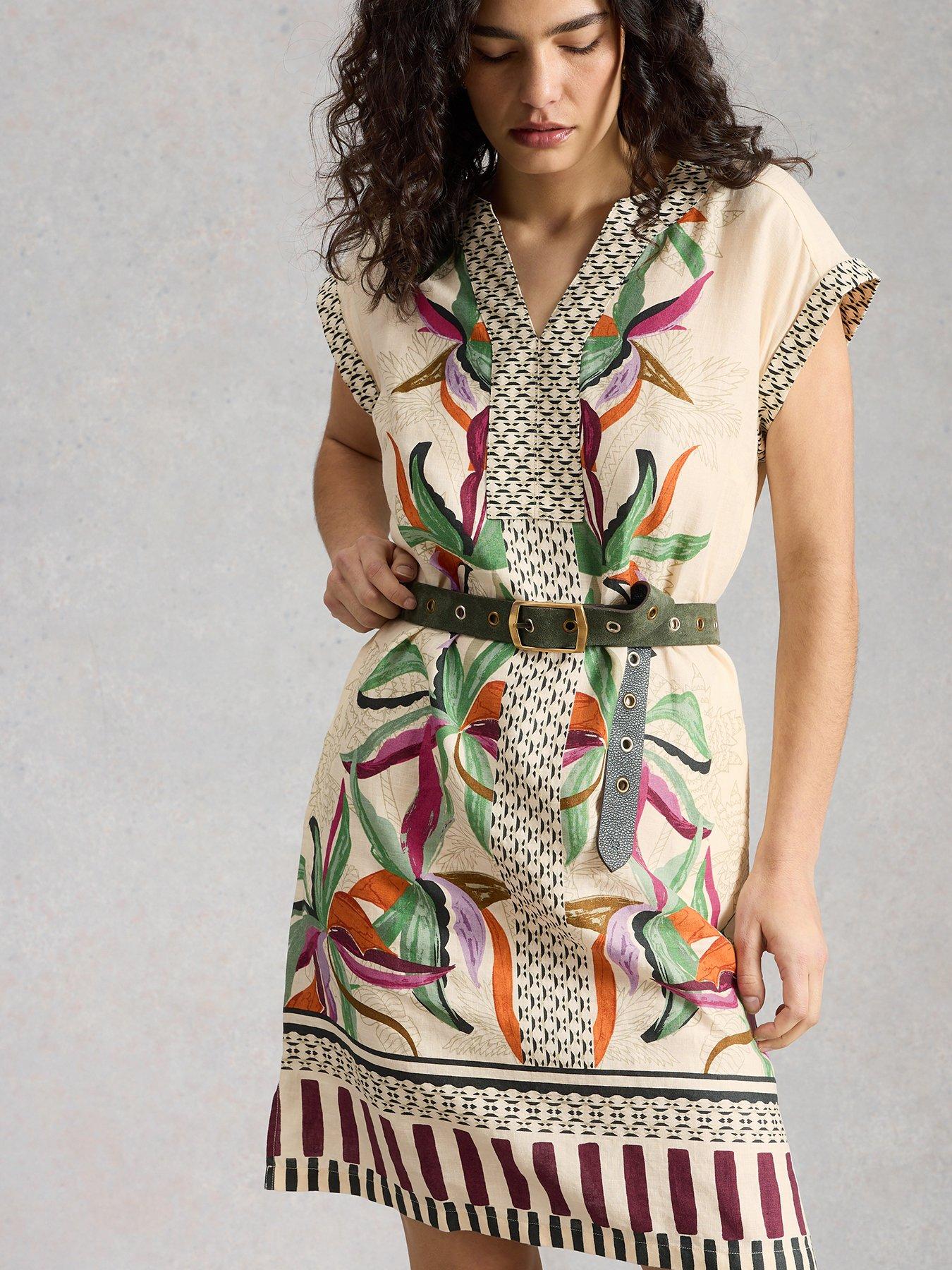 Image 1 of 6 of White Stuff Jilly Linen Dress - Beige