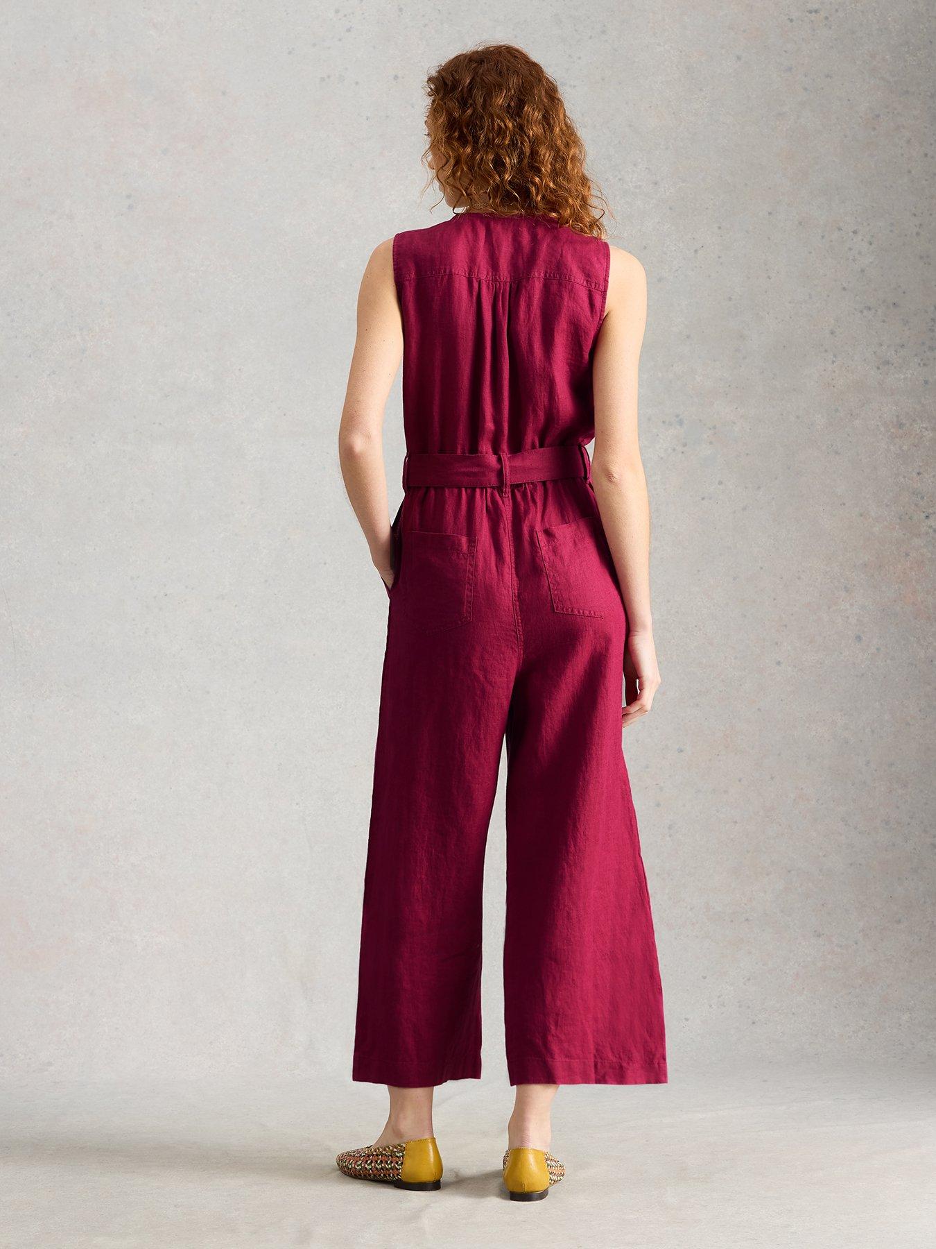  image of white-stuff-betty-linen-jumpsuit