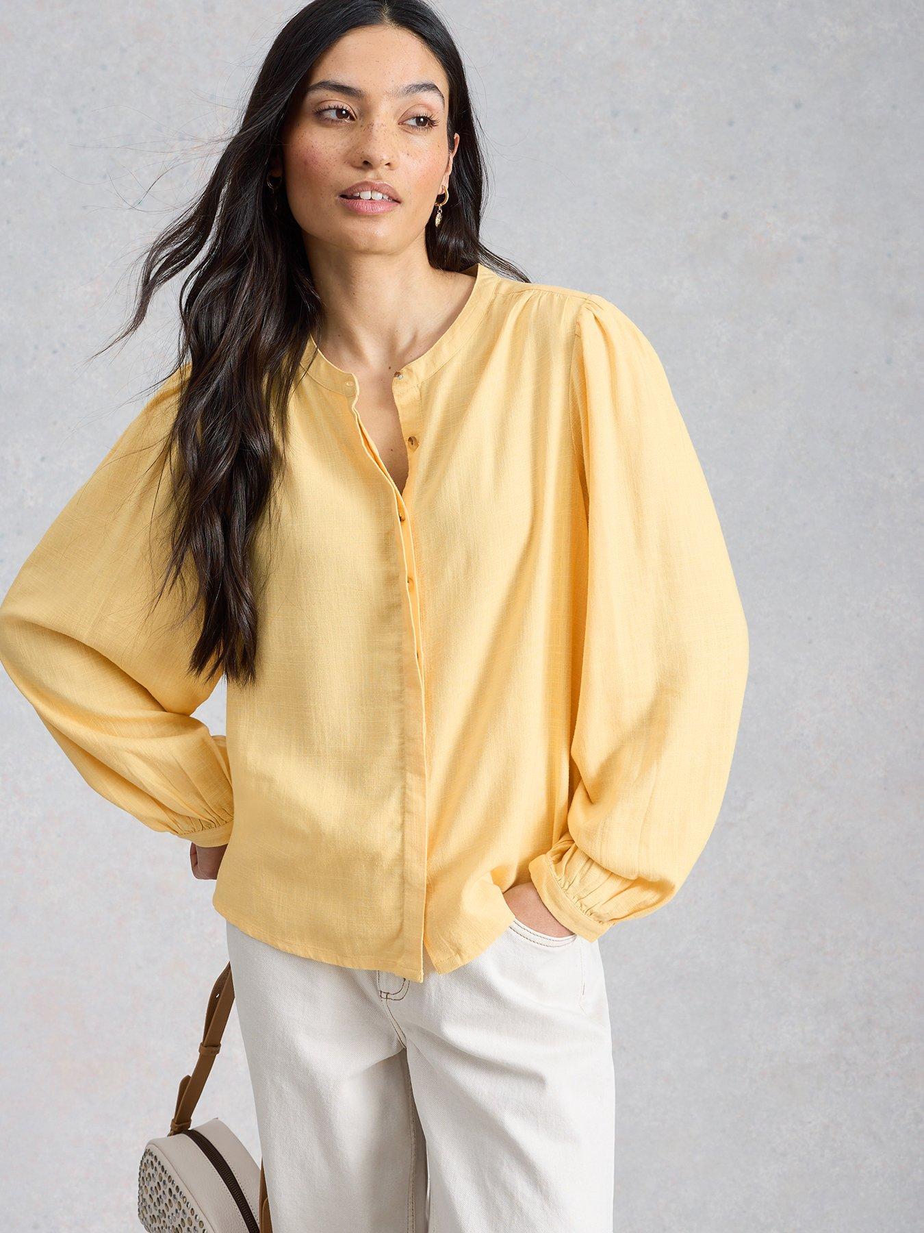White Stuff Lana Linen Blend Top - Yellow