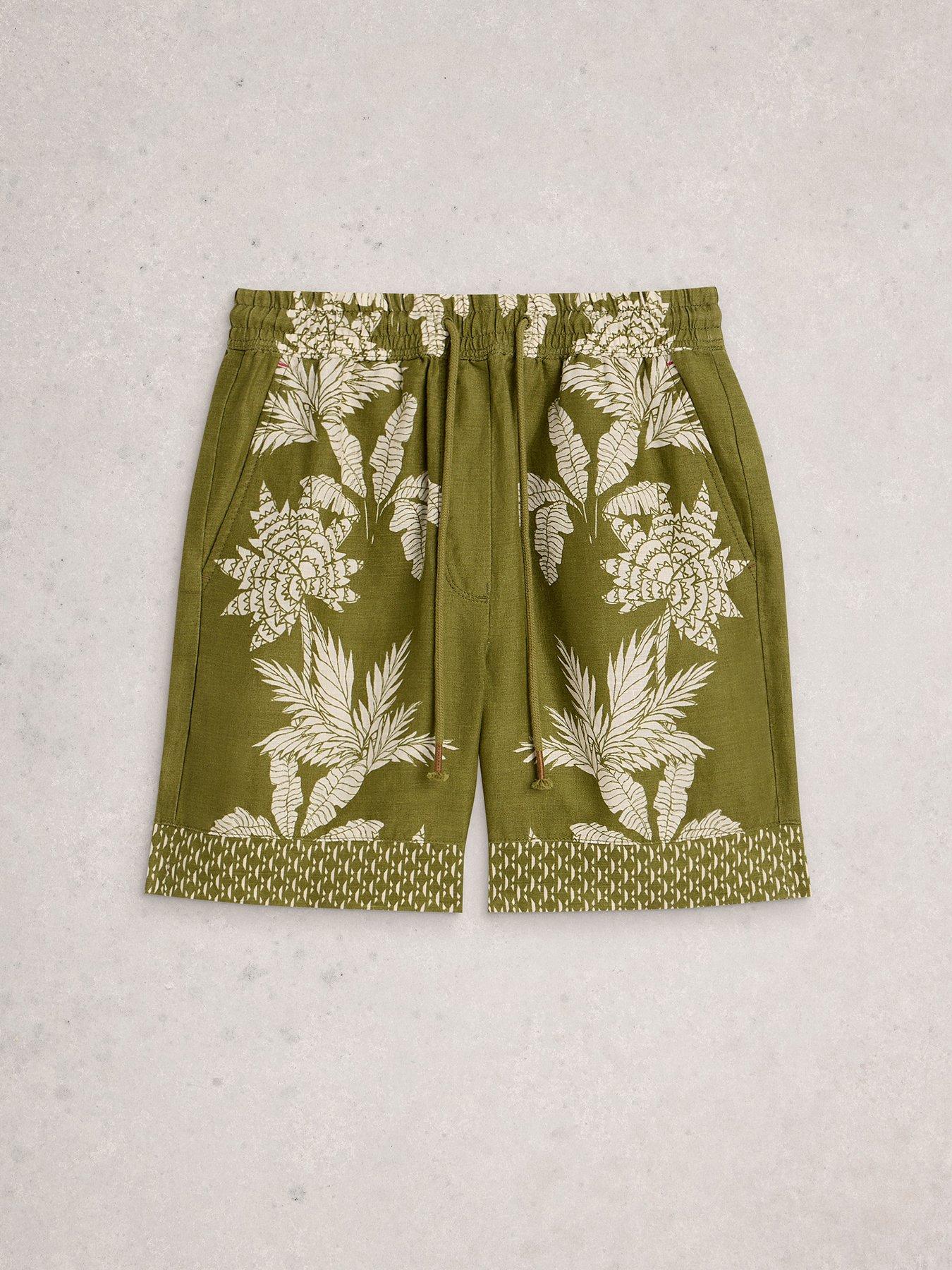 Image 5 of 6 of White Stuff Belle Linen Tie Short - Green Print