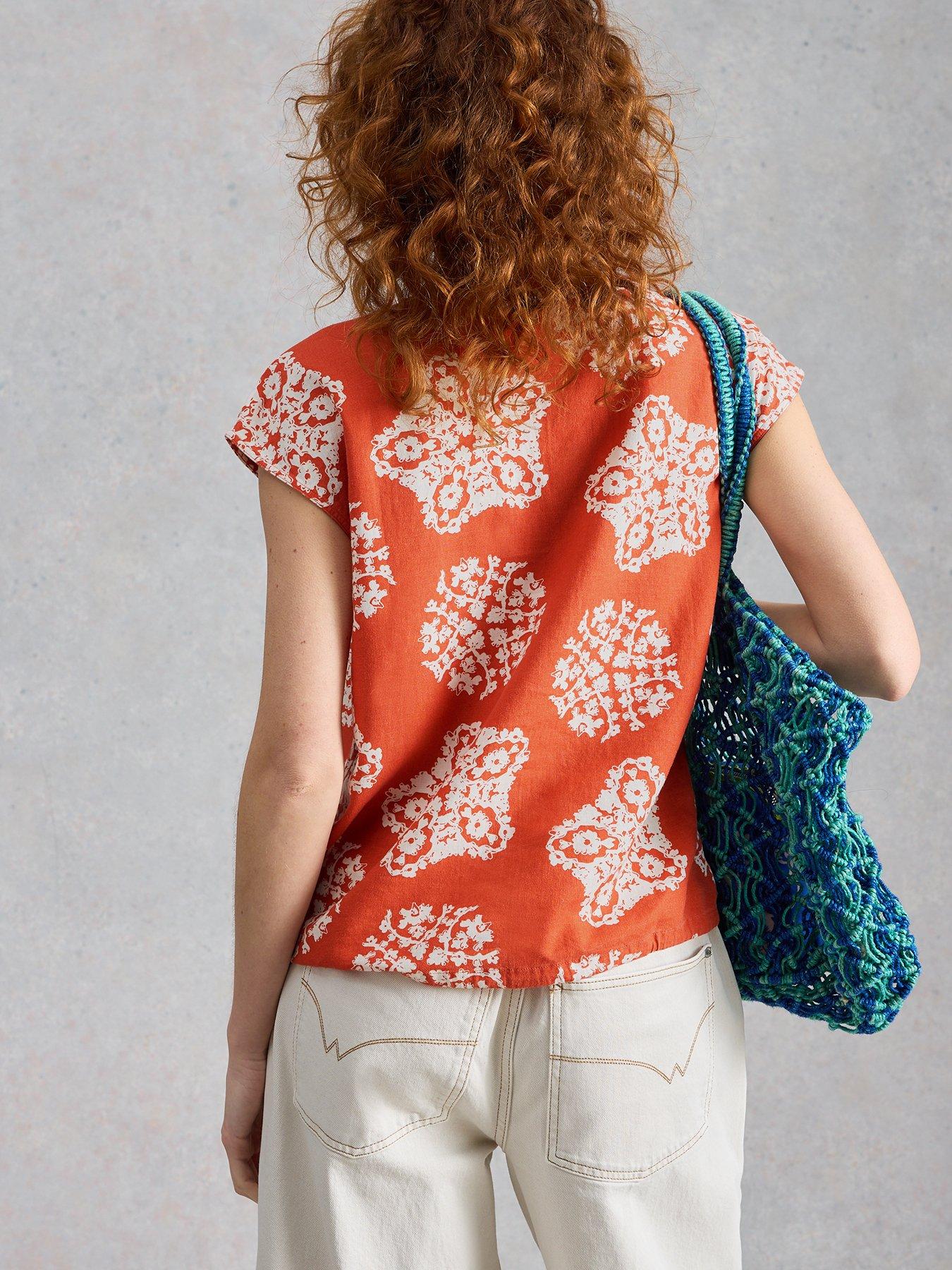  image of white-stuff-nicole-linen-blend-top-red