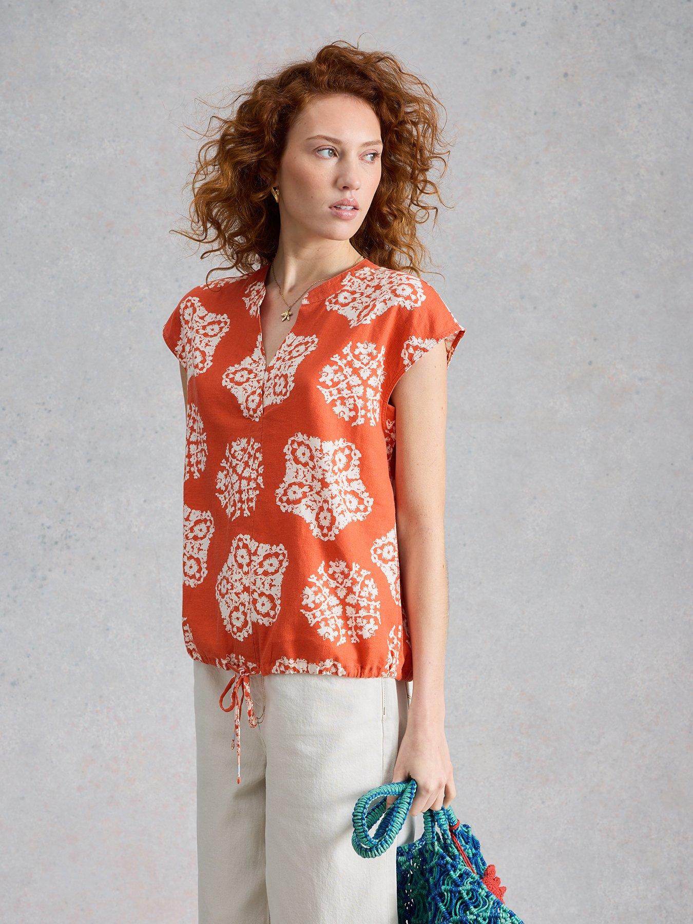  image of white-stuff-nicole-linen-blend-top-red