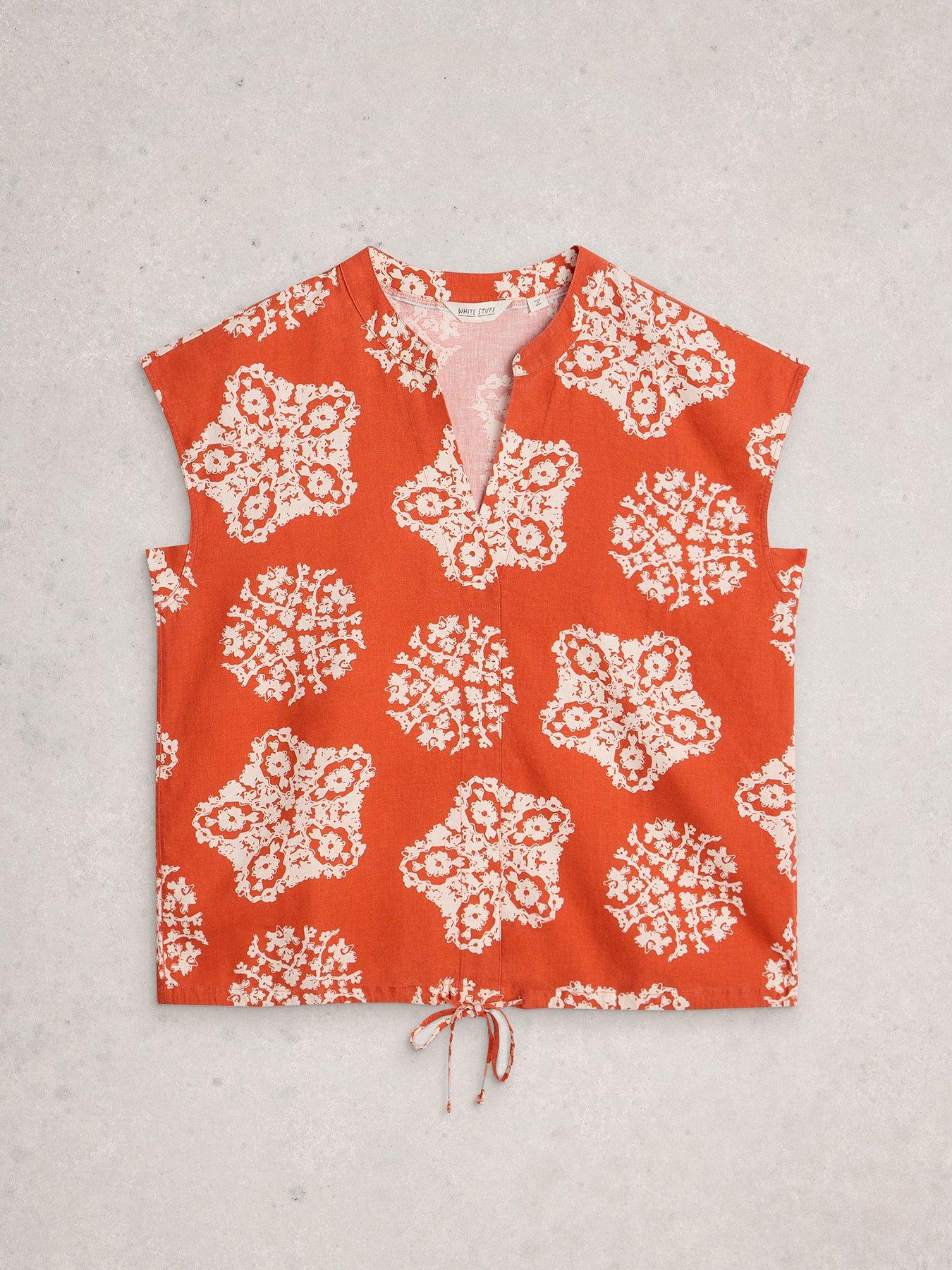 image of white-stuff-nicole-linen-blend-top-red