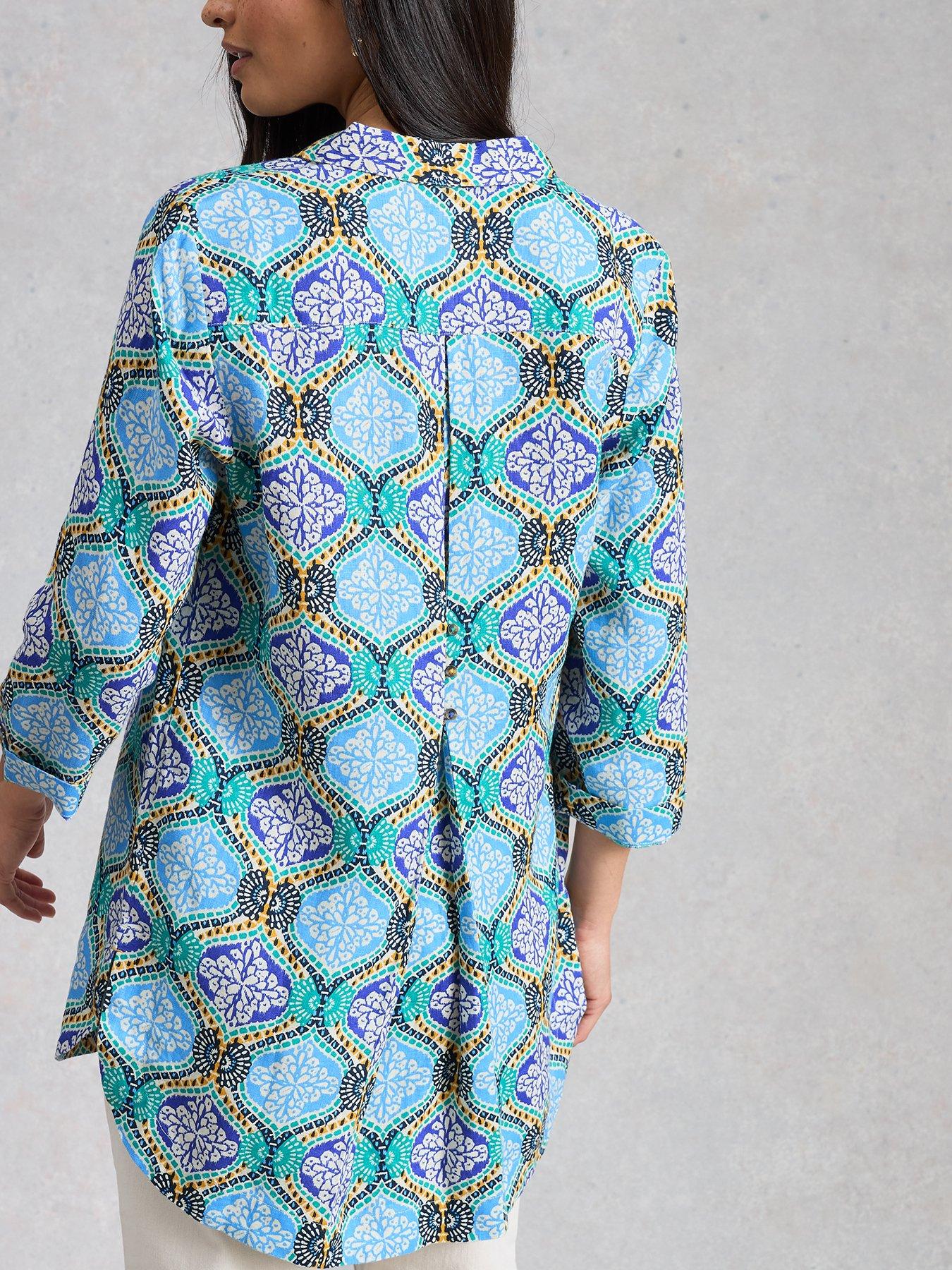 stillFront image of white-stuff-bianca-linen-tunic-blue