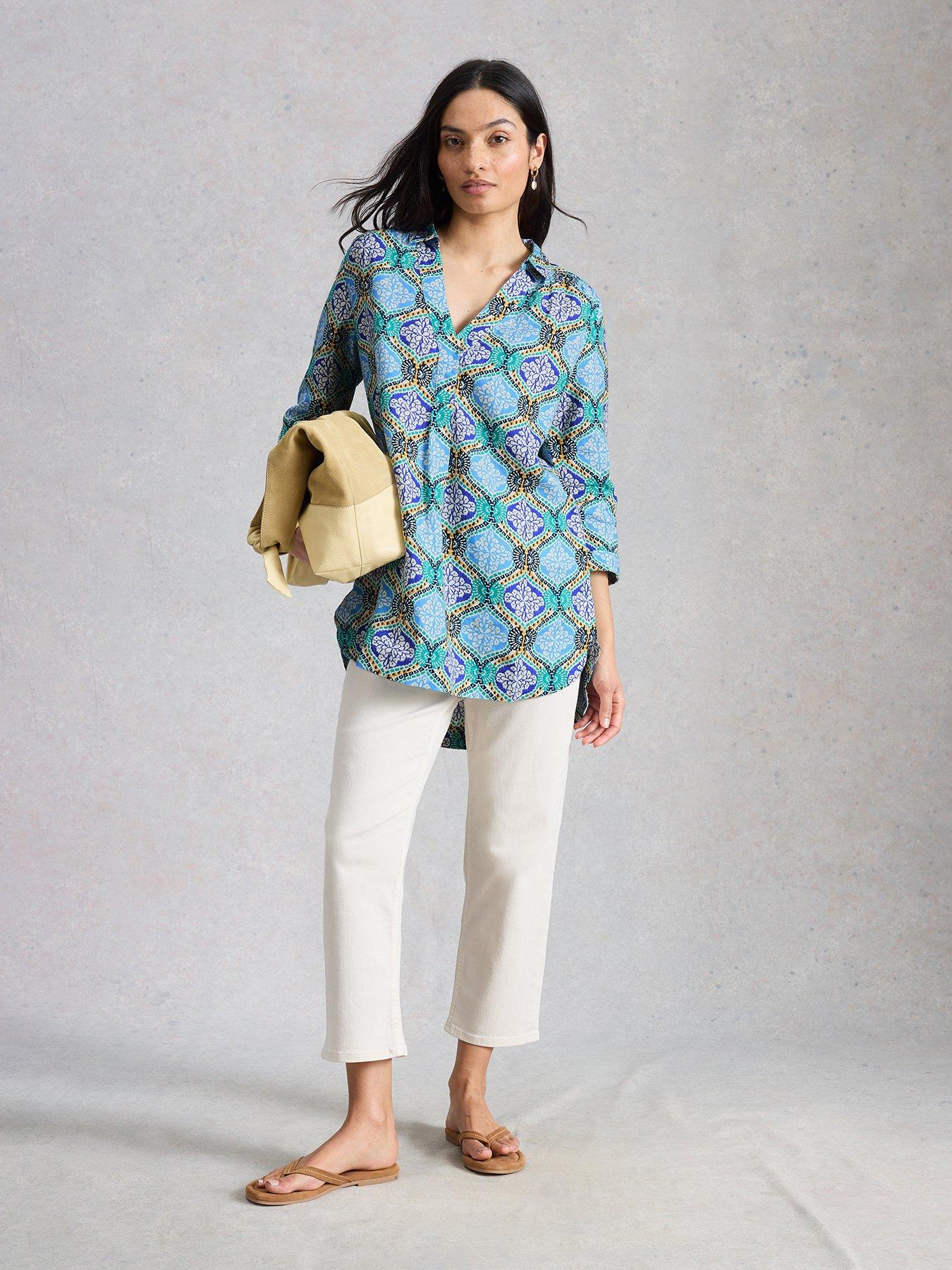  image of white-stuff-bianca-linen-tunic-blue