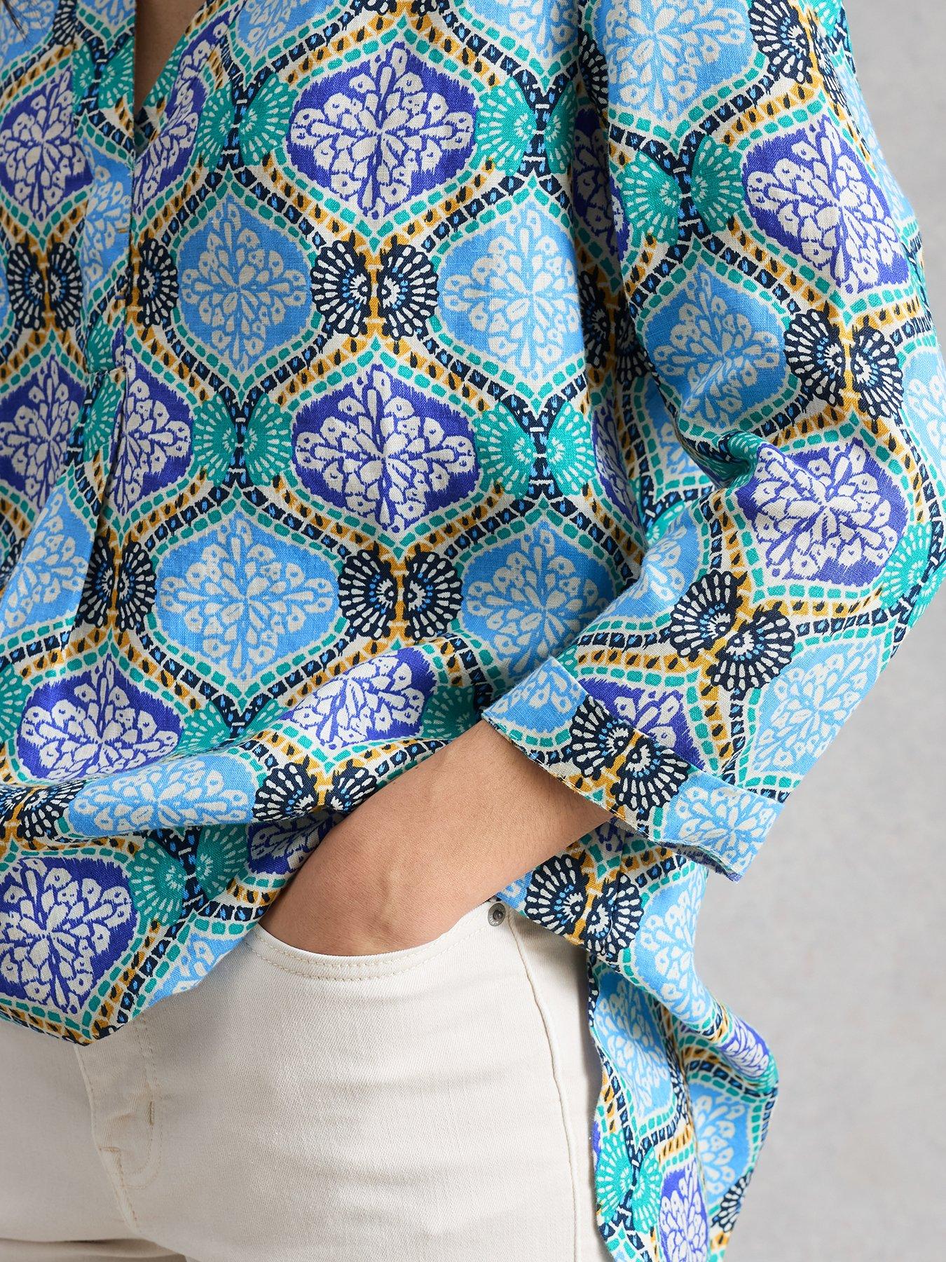  image of white-stuff-bianca-linen-tunic-blue