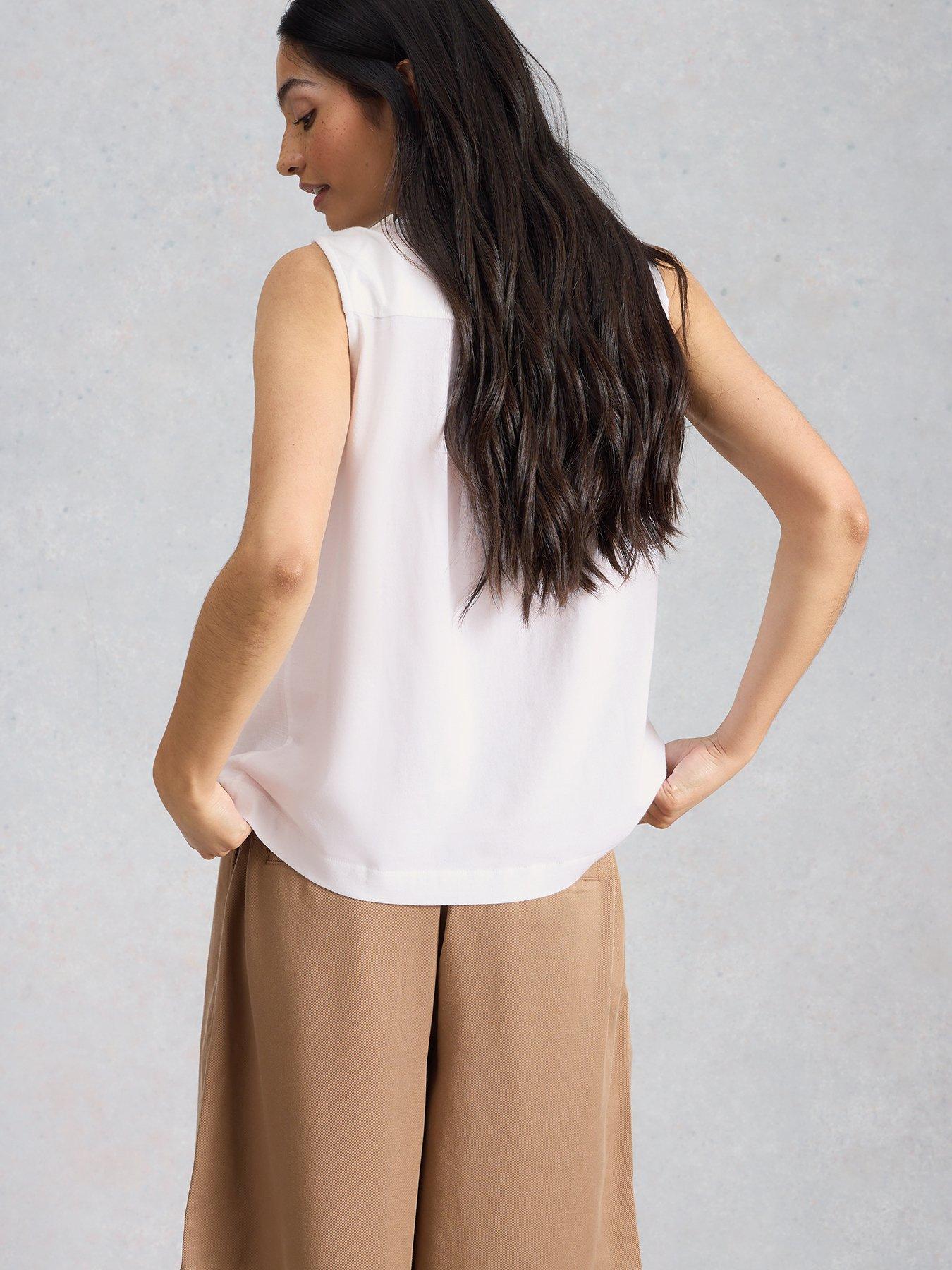Image 2 of 6 of White Stuff Poppy Linen Blend Top - White