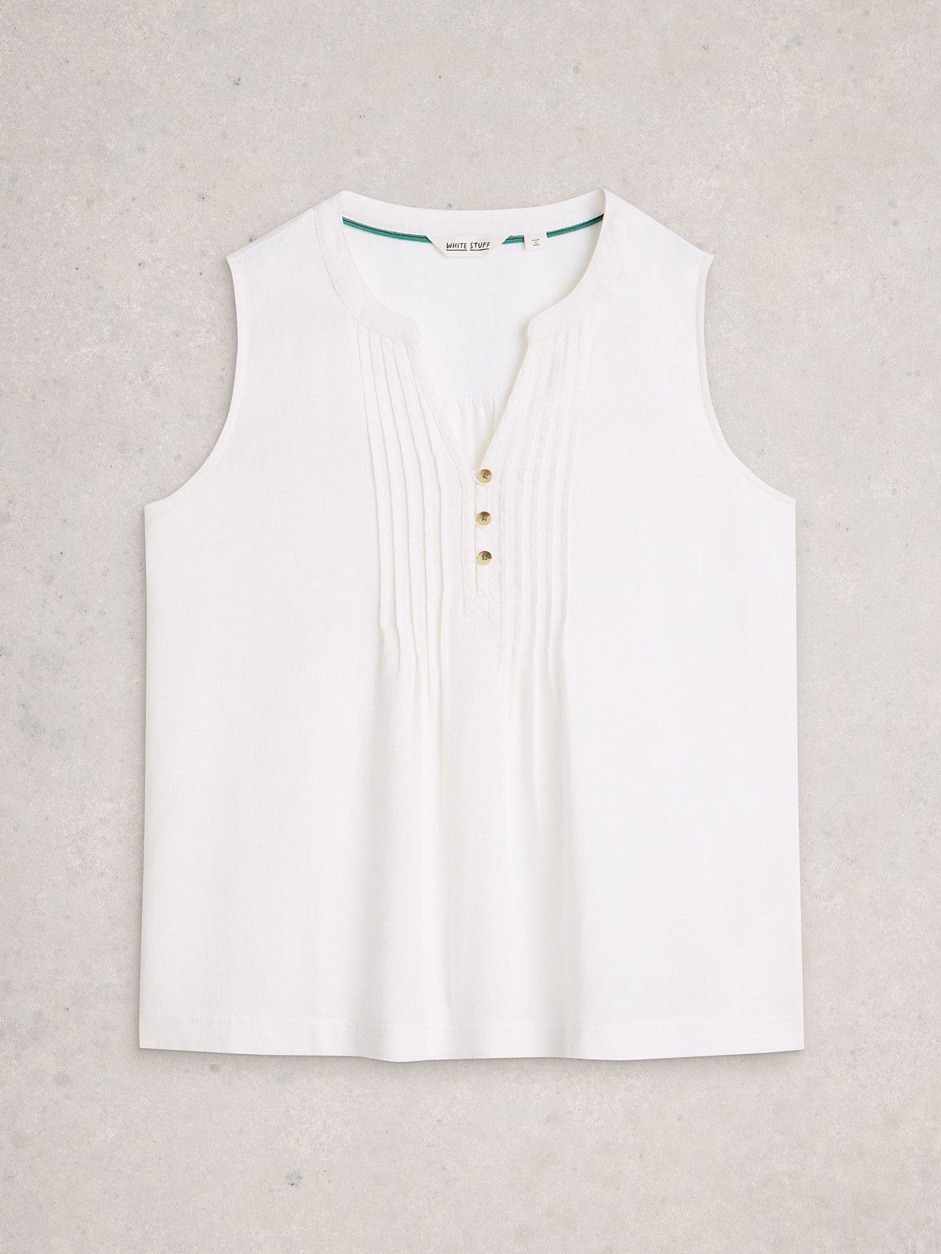 Image 5 of 6 of White Stuff Poppy Linen Blend Top - White