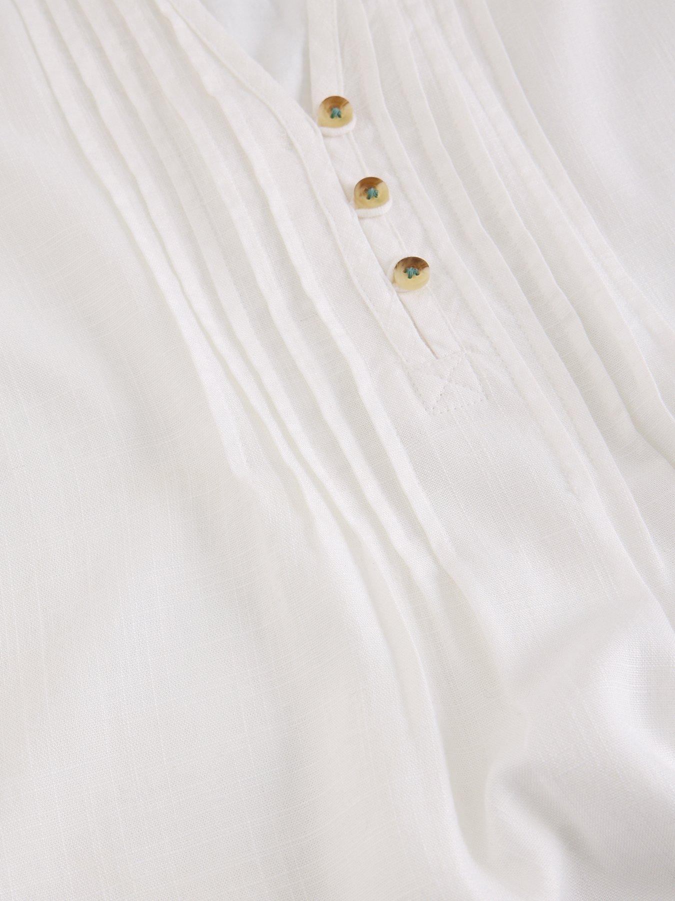 Image 6 of 6 of White Stuff Poppy Linen Blend Top - White