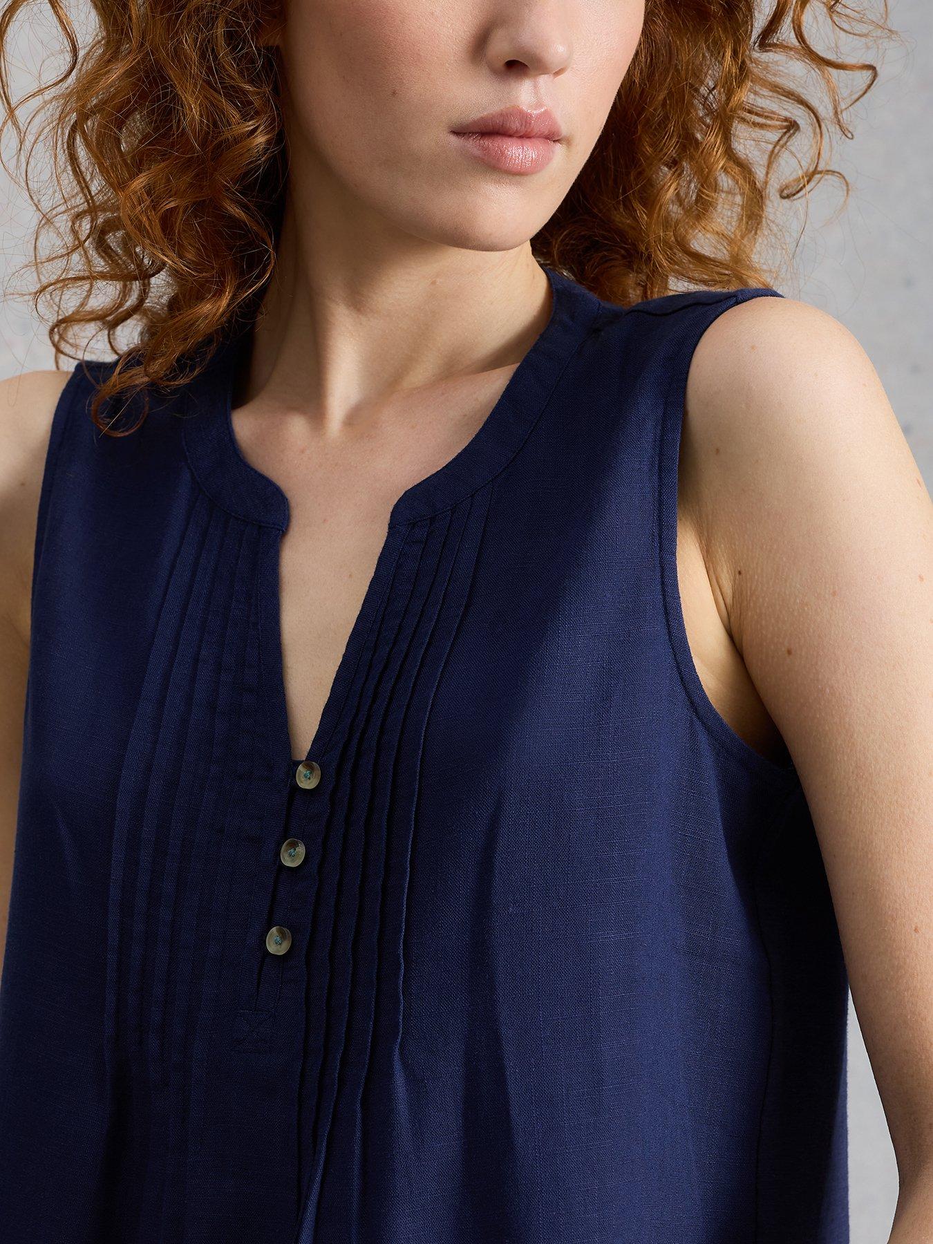 Image 4 of 6 of White Stuff Poppy Linen Blend Top - Blue