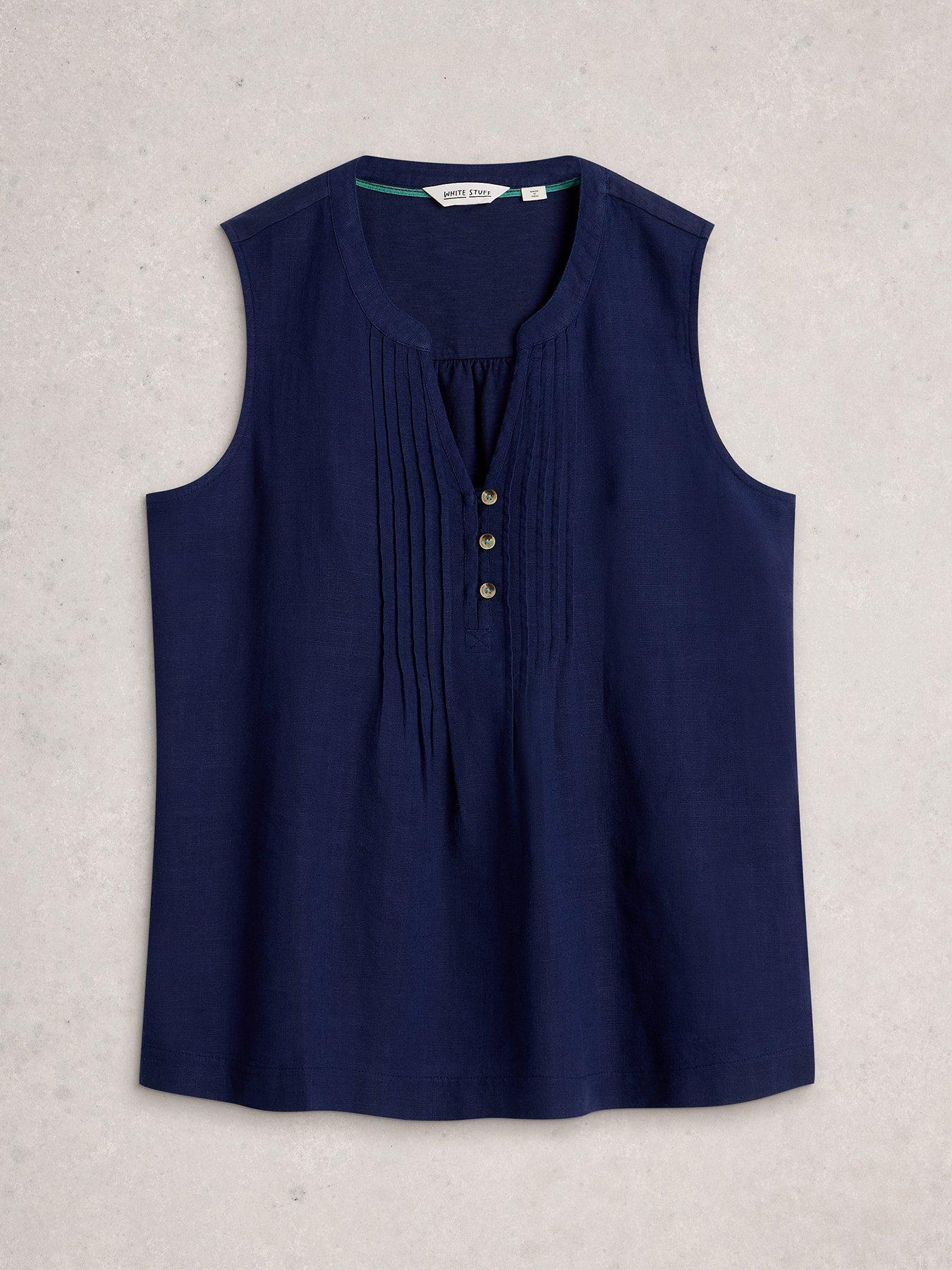 Image 5 of 6 of White Stuff Poppy Linen Blend Top - Blue