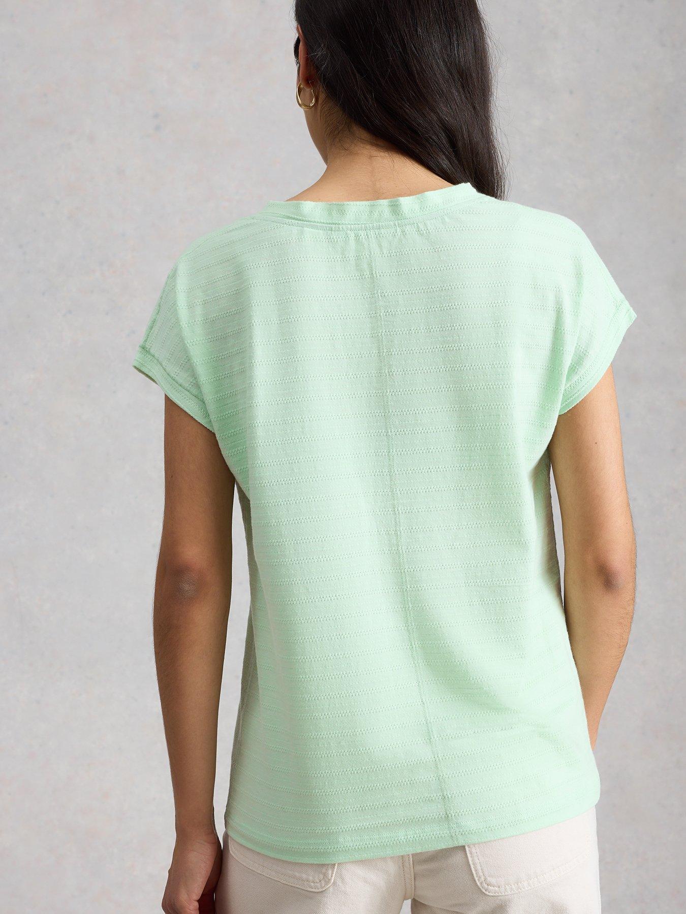  image of white-stuff-nelly-notch-texture-t-shirt-green