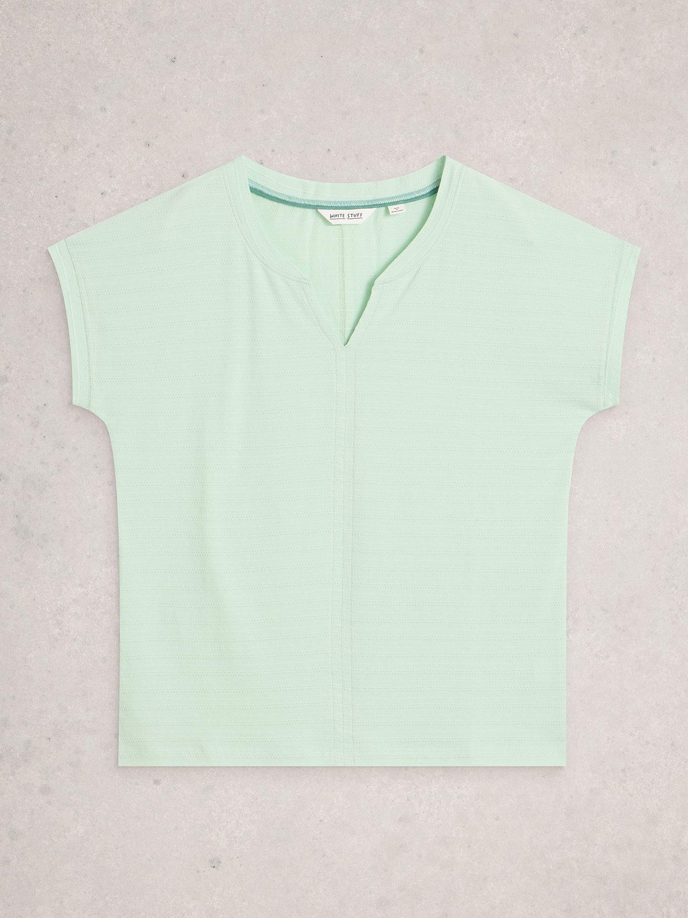  image of white-stuff-nelly-notch-texture-t-shirt-green