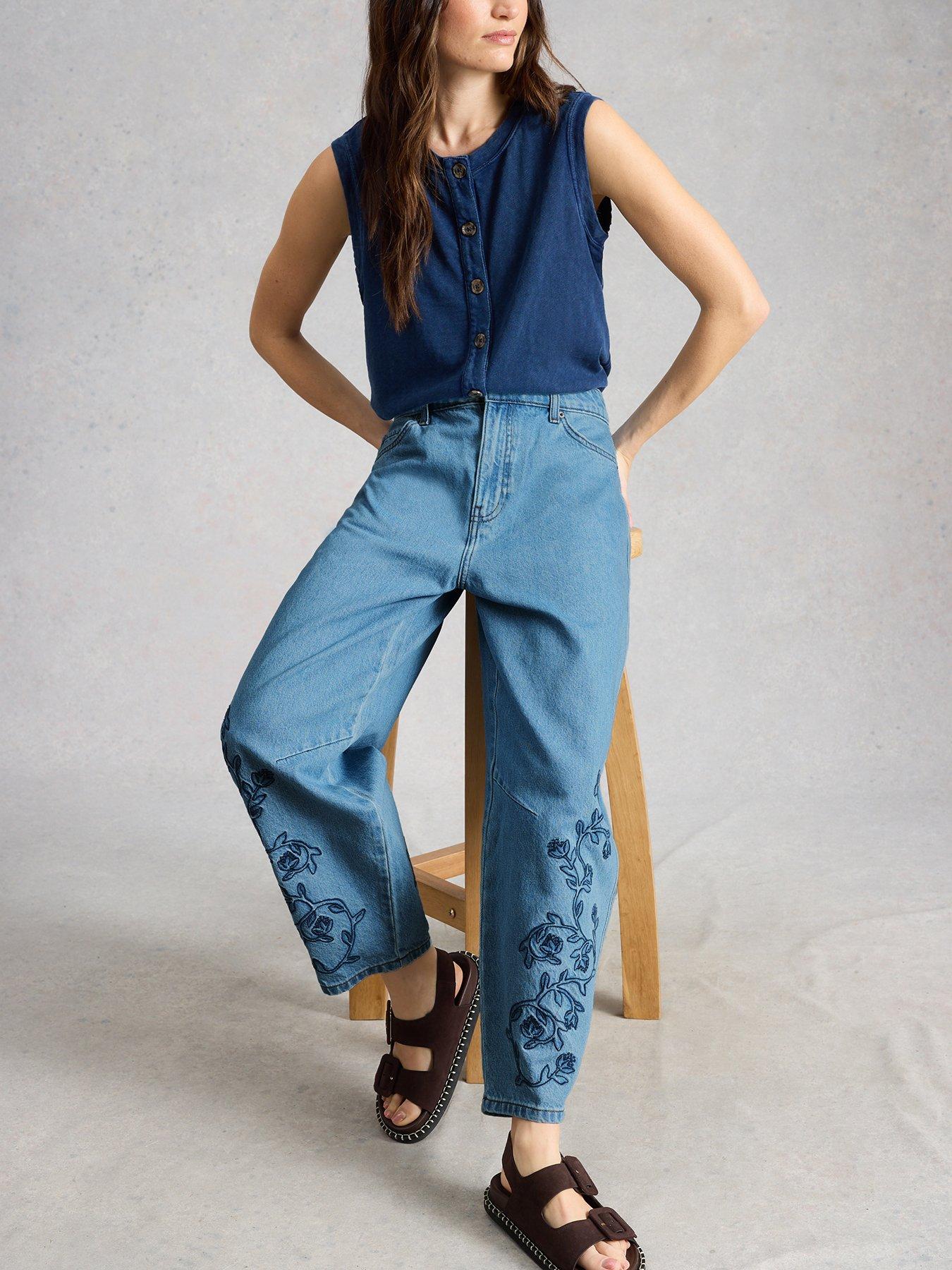 front image of white-stuff-aubrey-embroidered-barrel-jean-blue
