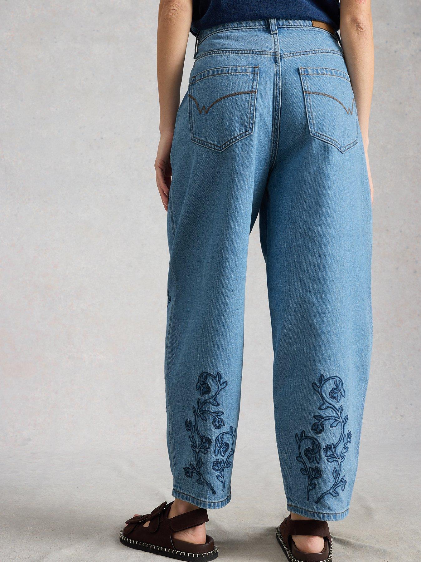 Image 2 of 6 of White Stuff Aubrey Embroidered Barrel Jean - Blue