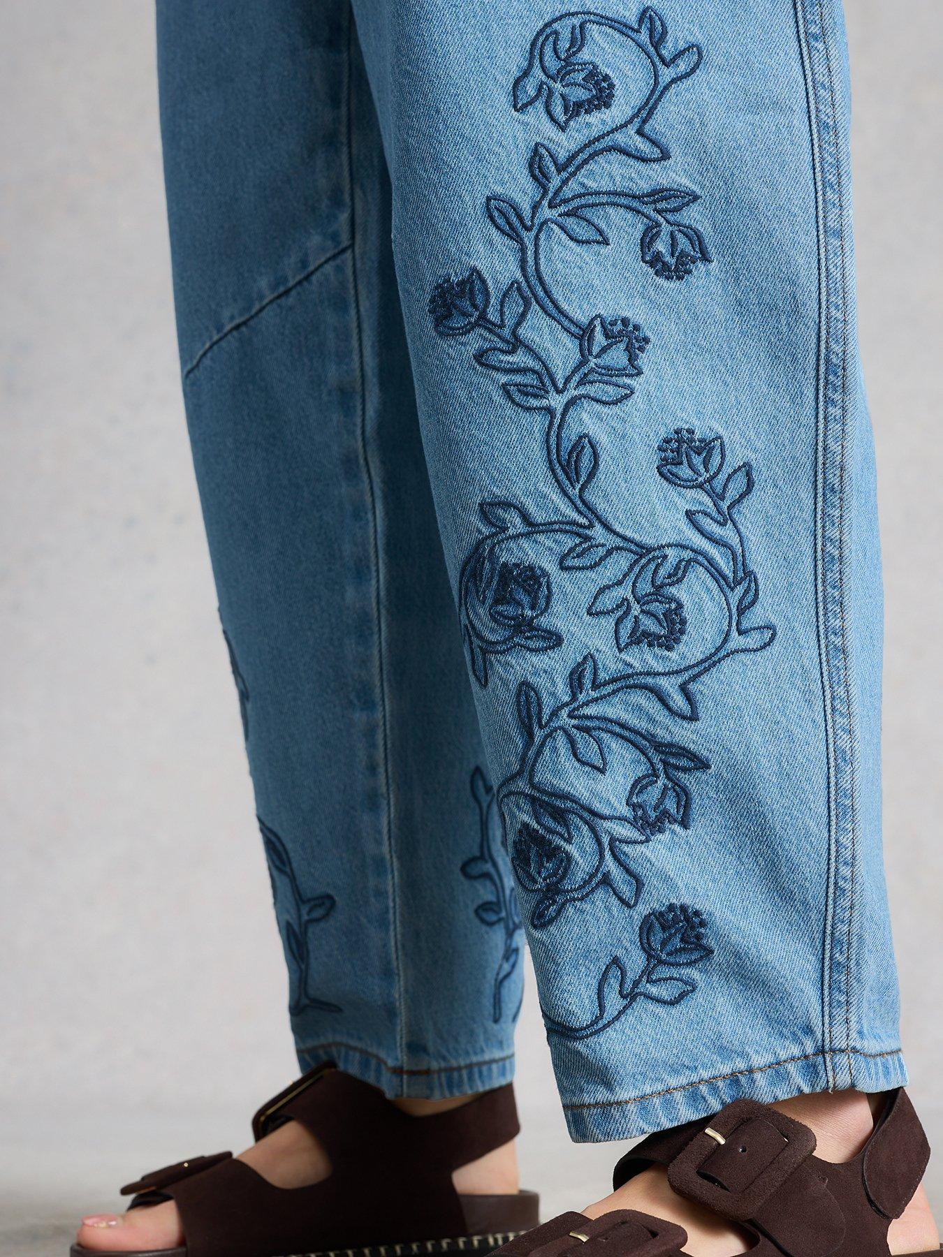  image of white-stuff-aubrey-embroidered-barrel-jean-blue