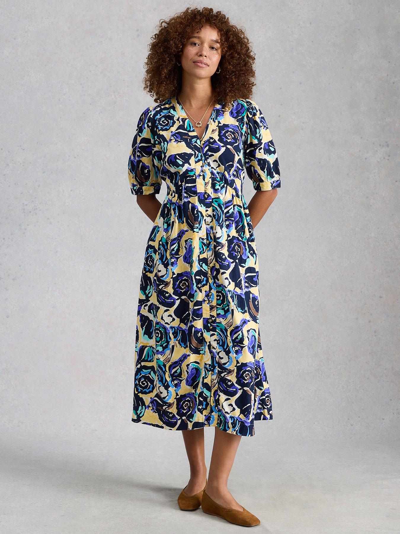 White Stuff Fern Linen Blend Dress - Blue