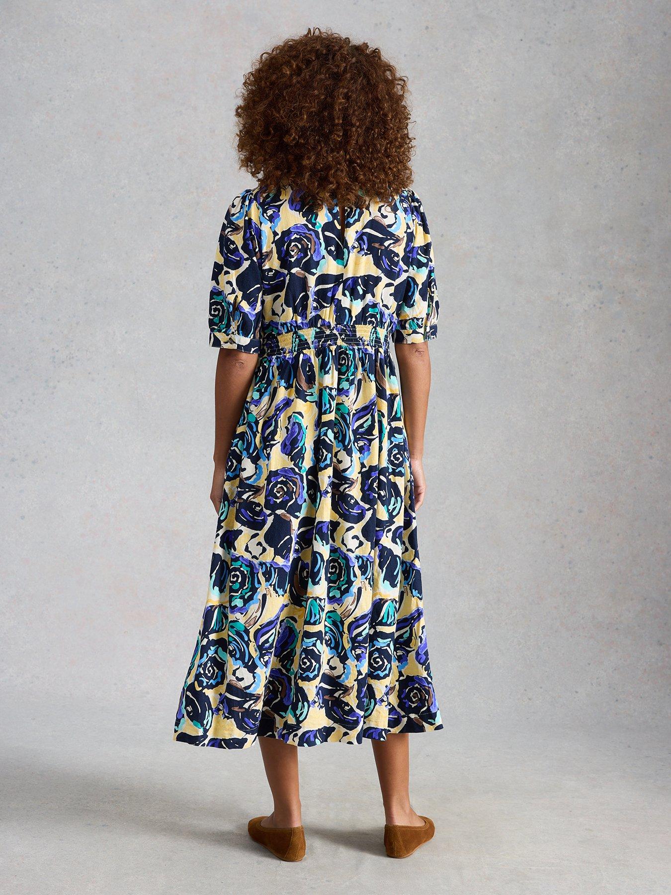  image of white-stuff-fern-linen-blend-dress-blue